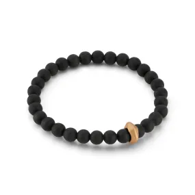 SYDNEY MATTE ONYX AND 18K ROSE GOLD ORIGAMI BEADED BRACELET