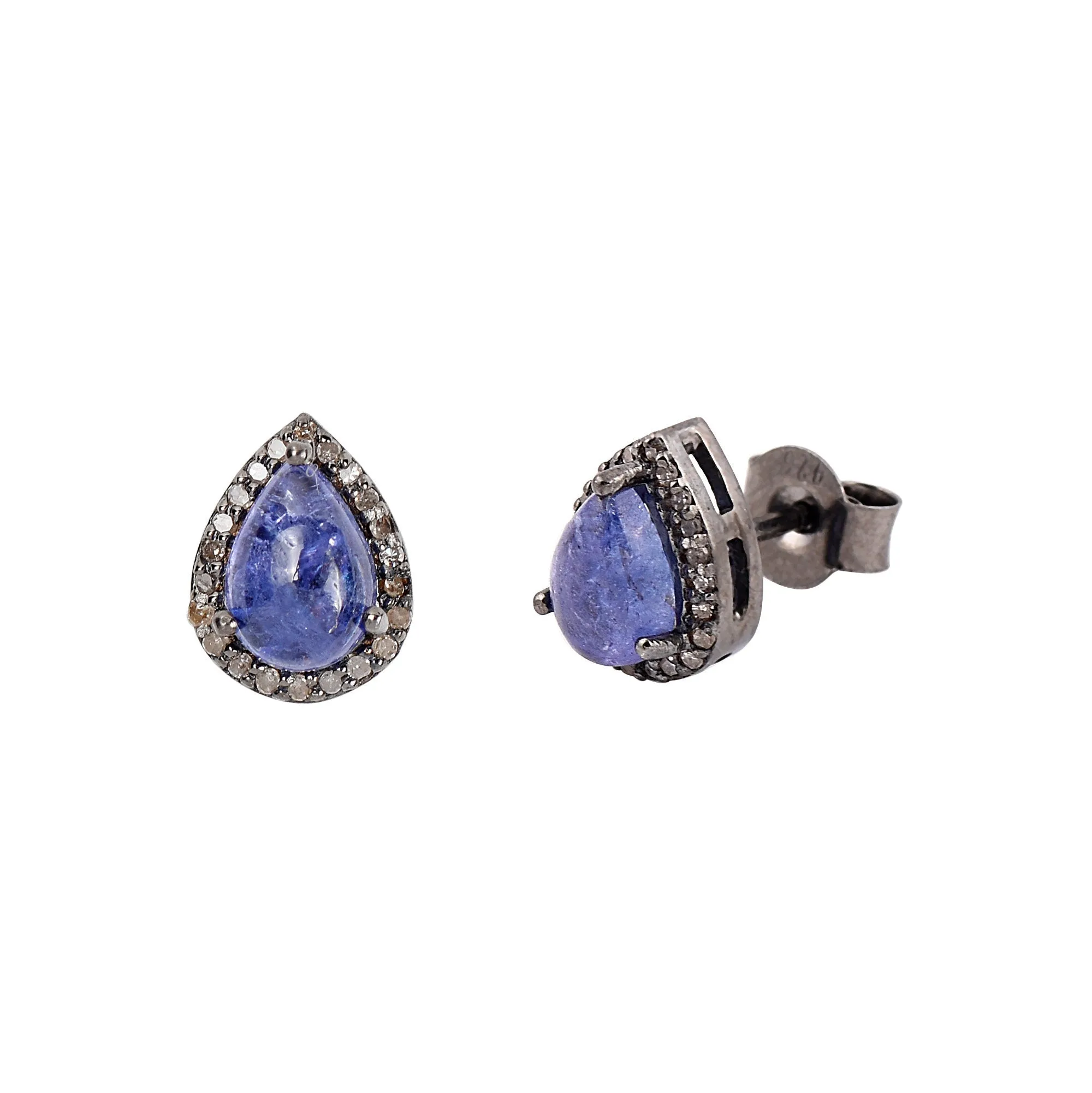 Tanzanite Pear Shaped Halo Diamond Earrings