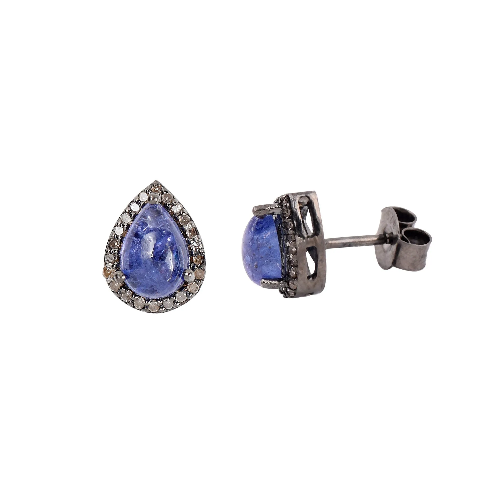 Tanzanite Pear Shaped Halo Diamond Earrings