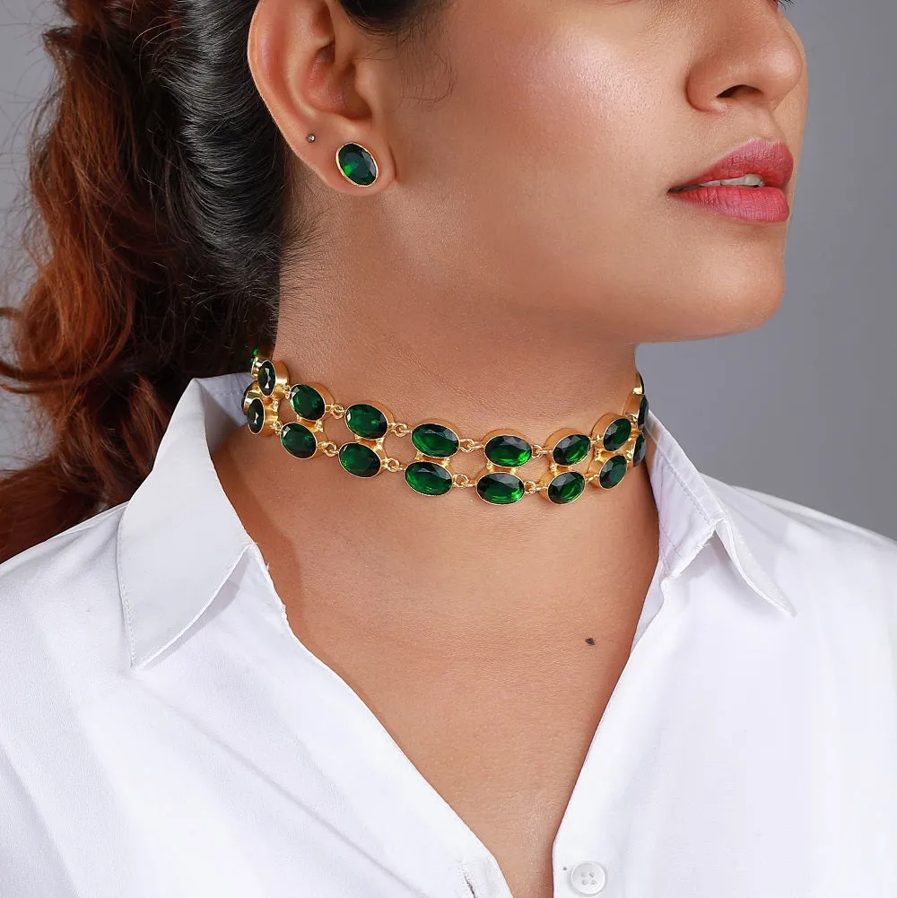 Tazim - Polished Stone Necklace Set (color option)