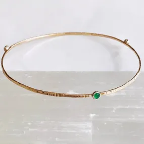 Textured green onyx bangle -14kt gf