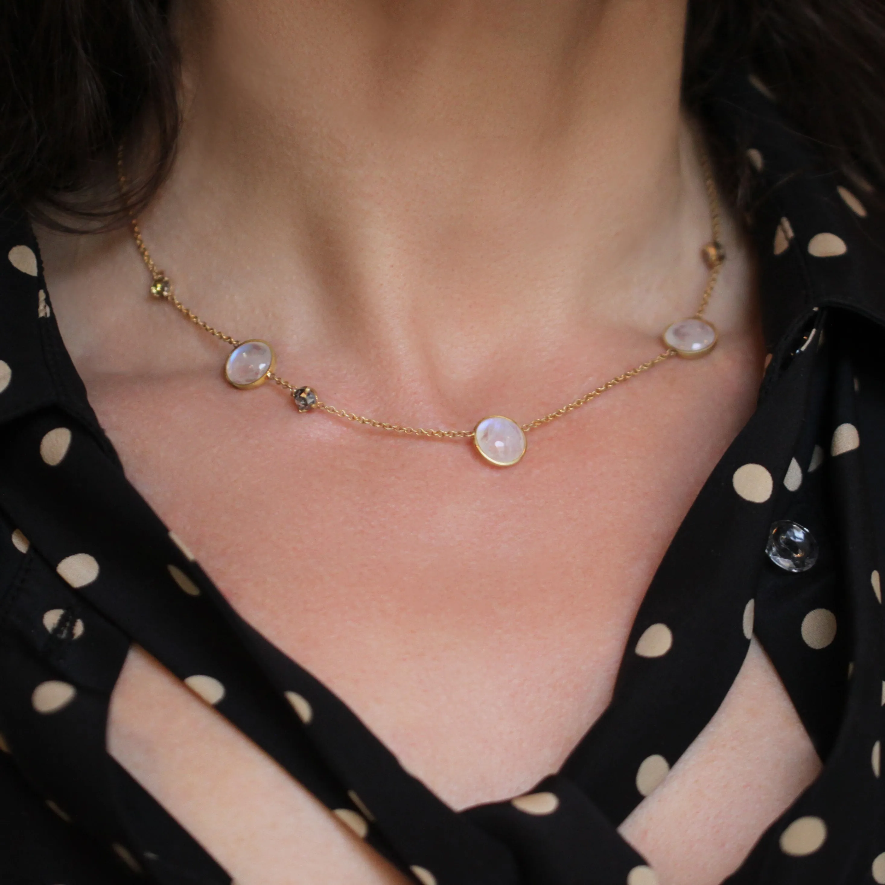 The Moonstone and Diamond Chain Necklace