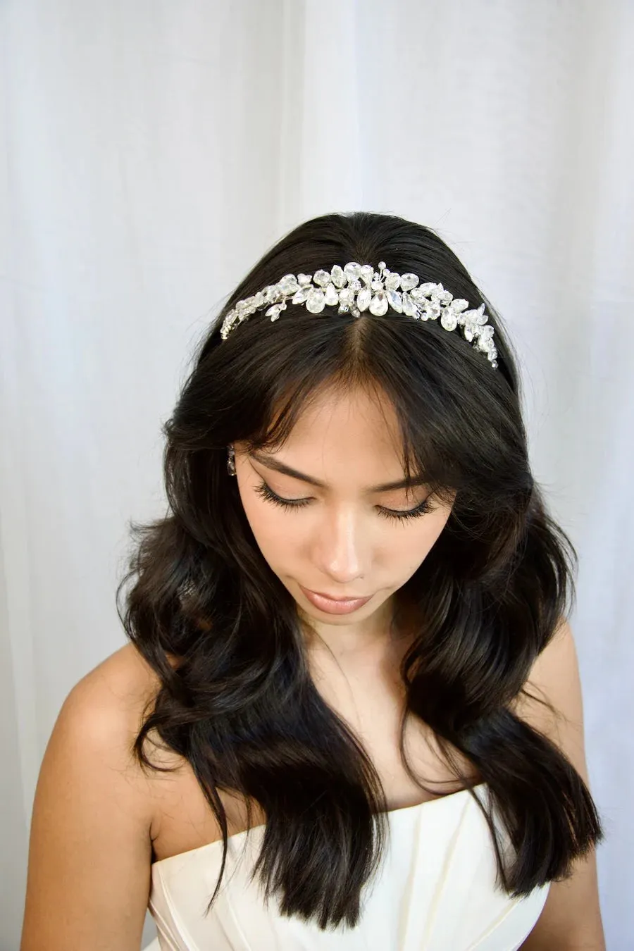 Tiana - Pear and Marquise Sparkling Crystal Bridal Headband Crown