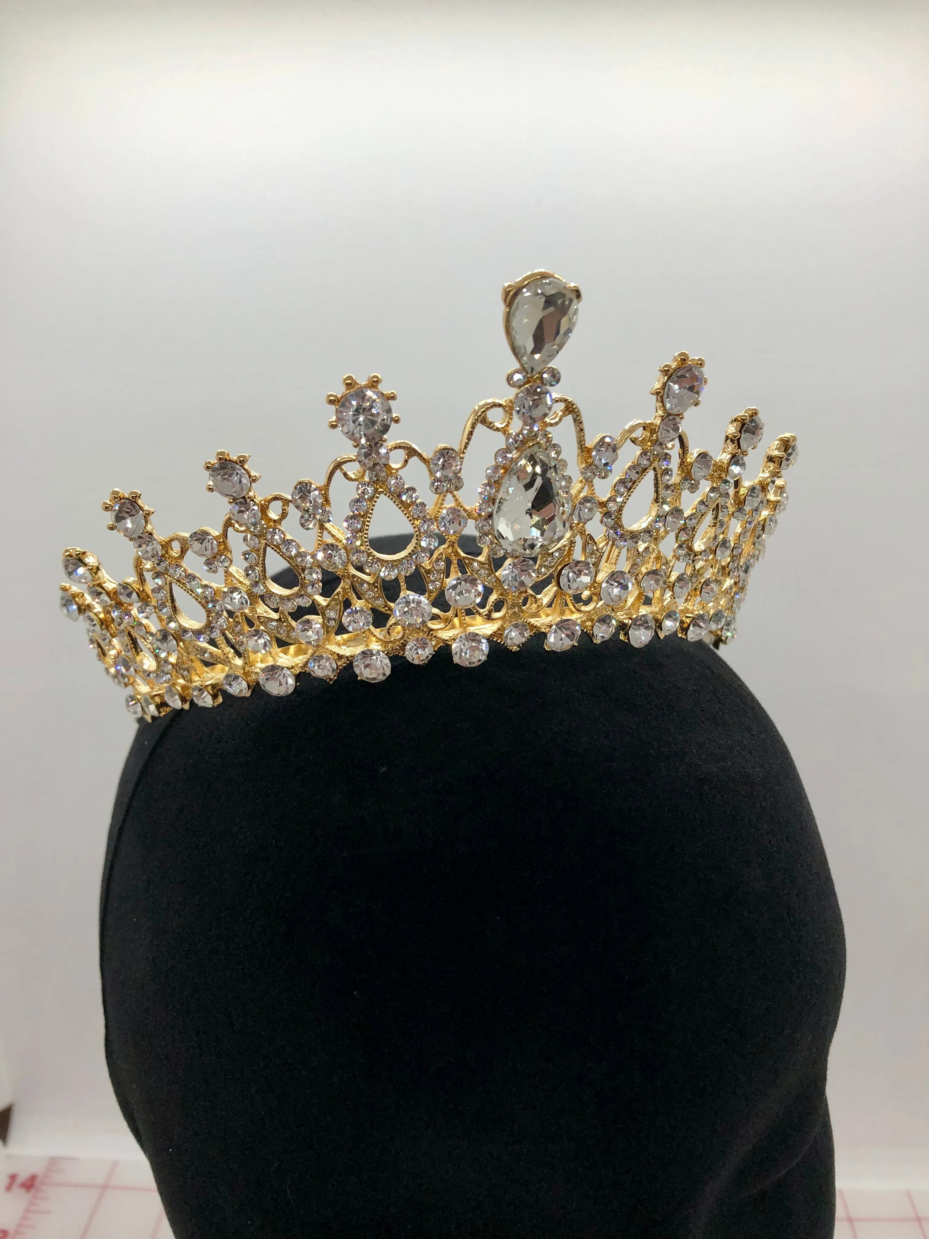 Tiara - Crystal and Gold with Combs