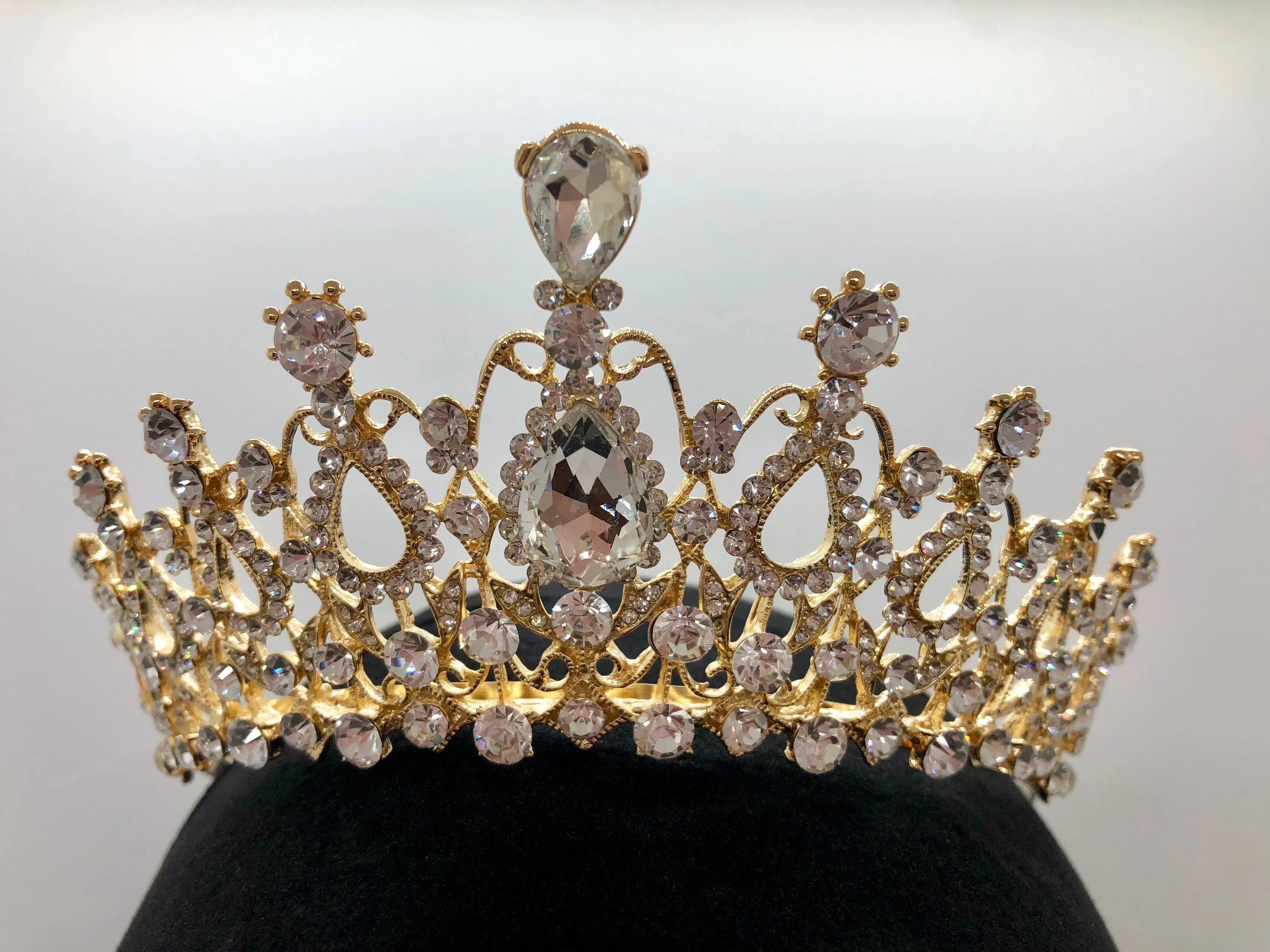 Tiara - Crystal and Gold with Combs