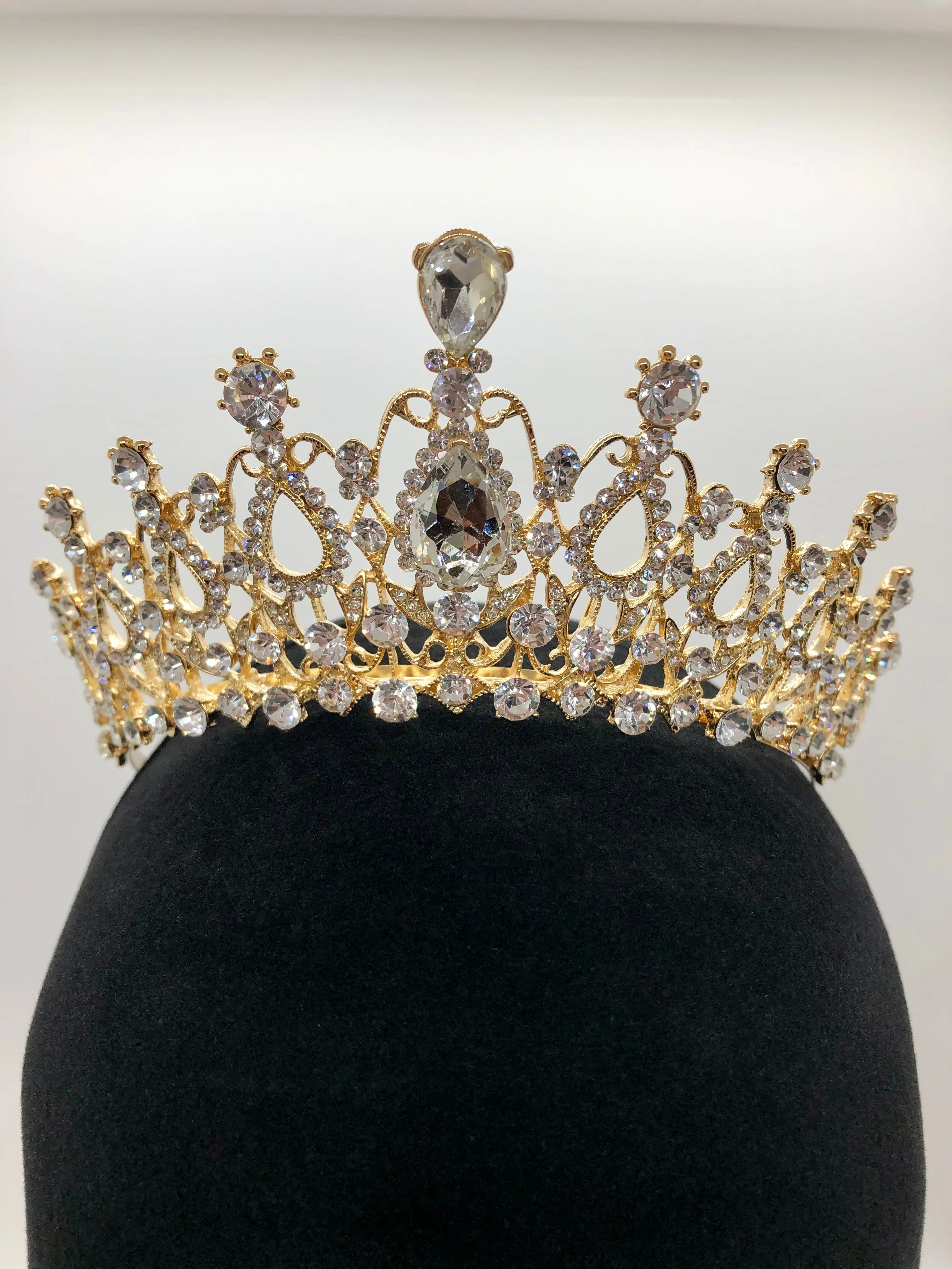 Tiara - Crystal and Gold with Combs