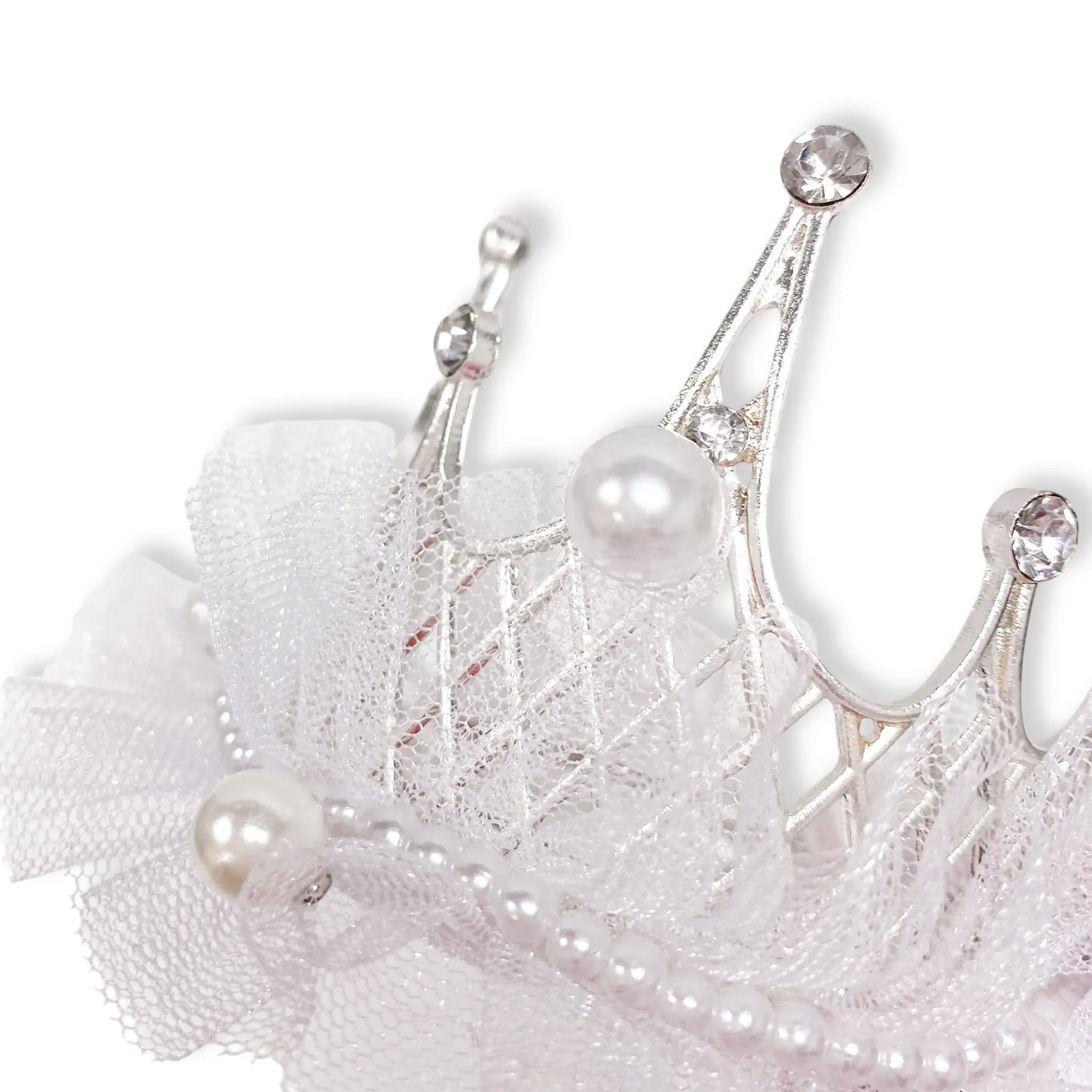 Tiara Mesh Hair Clip -white