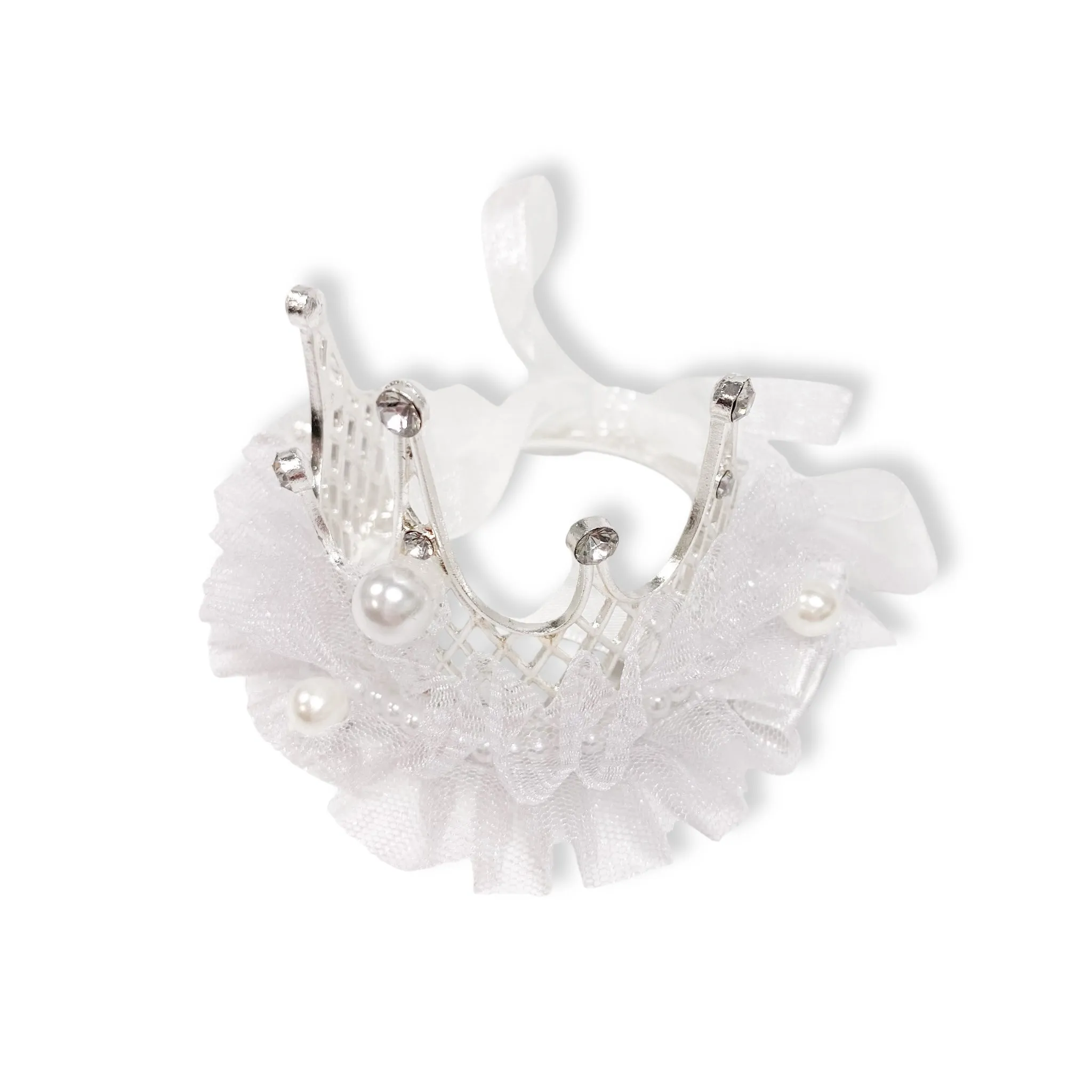 Tiara Mesh Hair Clip -white