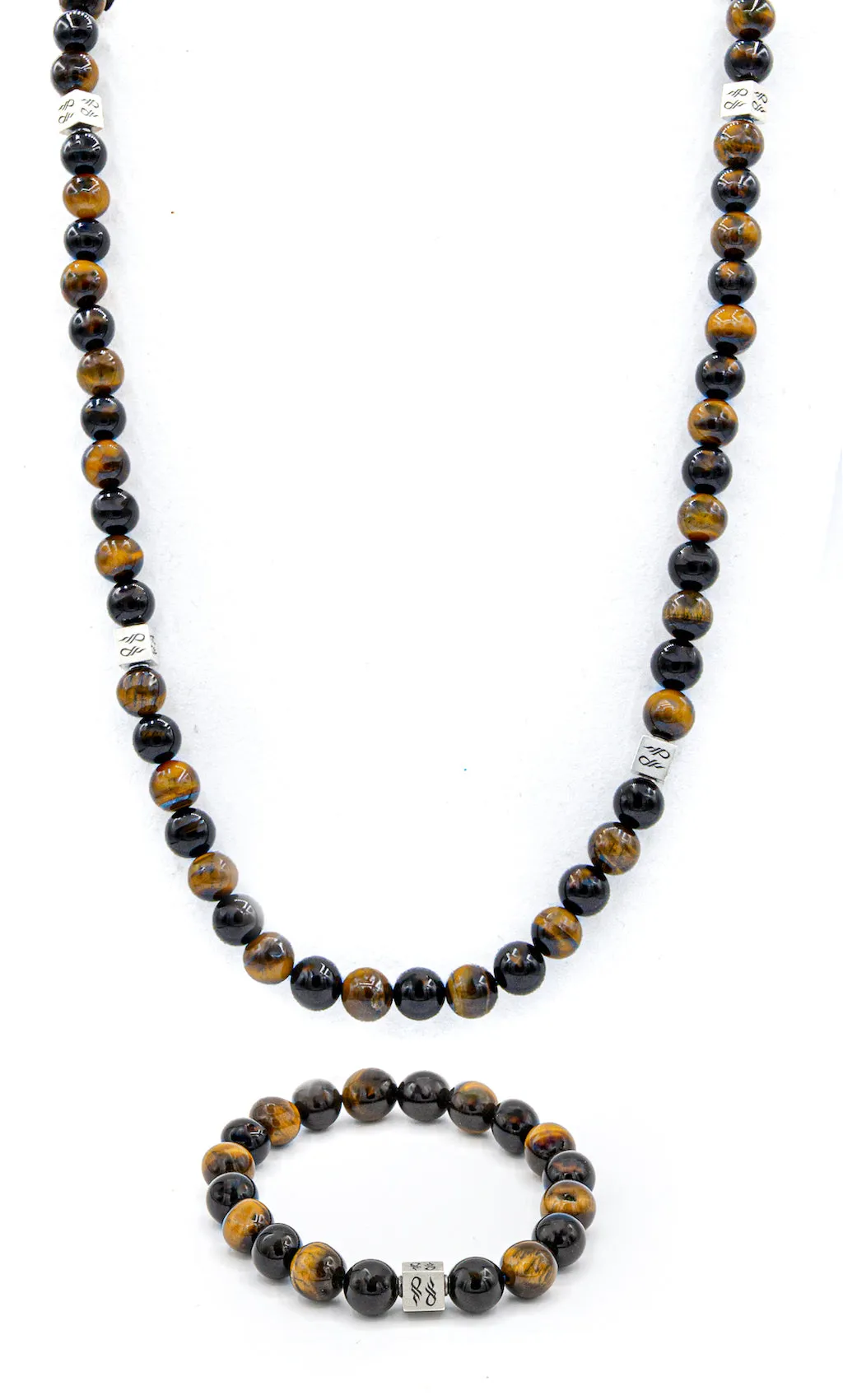 Tigers Eye & Onyx Natural Gemstone Centerpiece Set