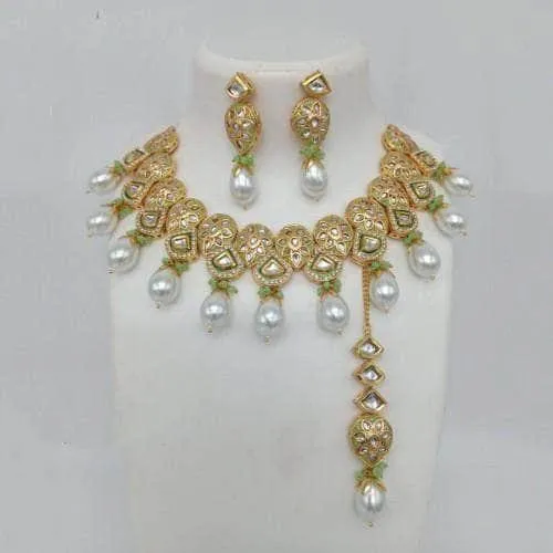 Triangular Meena Kundan Drop Necklace Set