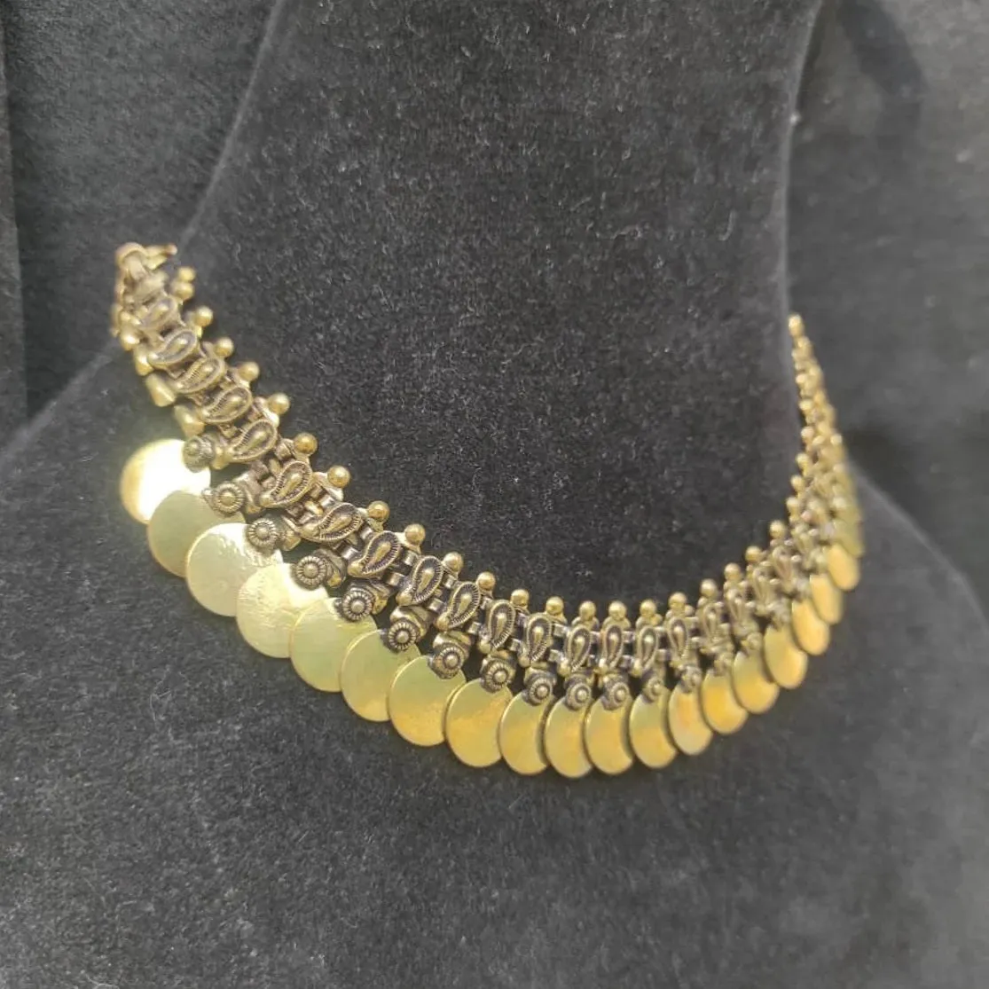 Tribal Vintage Golden Coins Choker Necklace