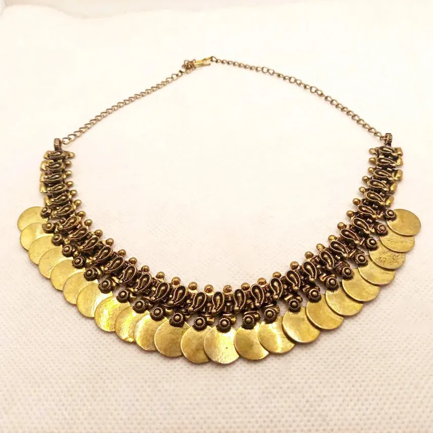 Tribal Vintage Golden Coins Choker Necklace