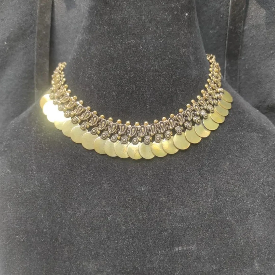 Tribal Vintage Golden Coins Choker Necklace