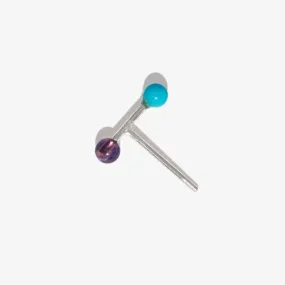 Turquoise & Amethyst Barbell Earring - Sterling Silver