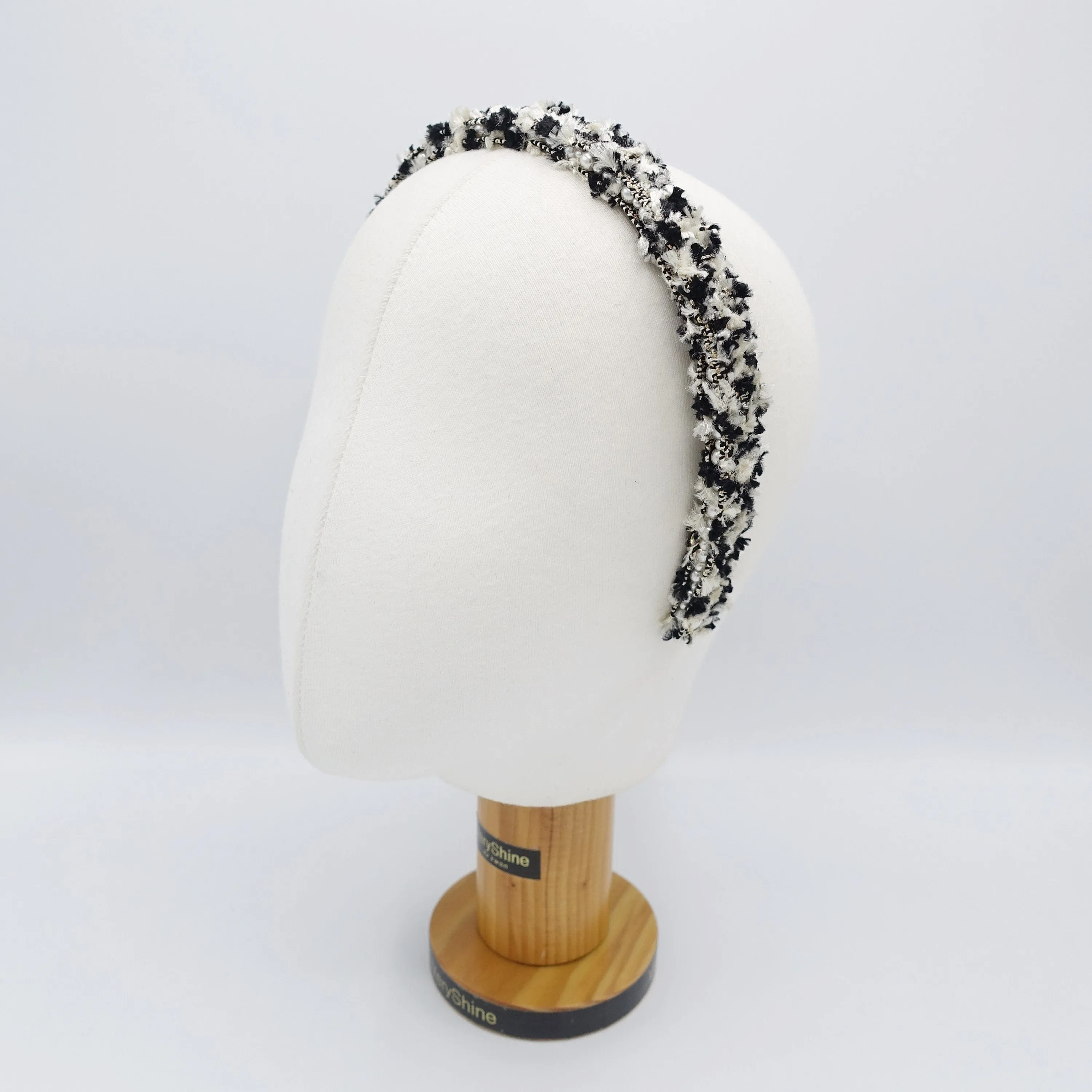 tweed pearl headband, tweed headband, fashion headband for women