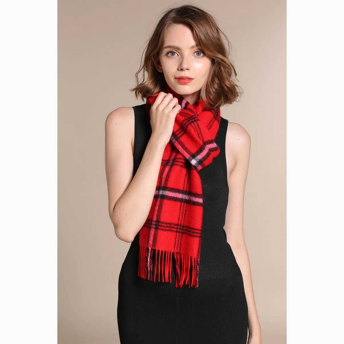 Ugg 100% Australian Merino Wool Reversible Scarf Red