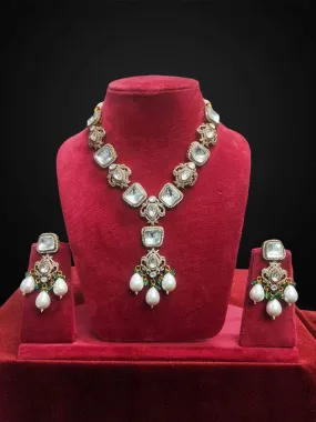 V Shaped Victorian Kundan Necklace Set