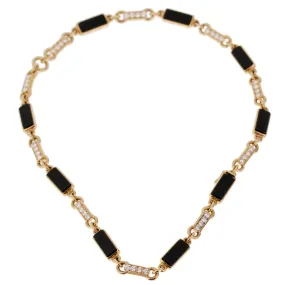 Van Cleef & Arpels Vintage Onyx Diamond Choker Gold Necklace