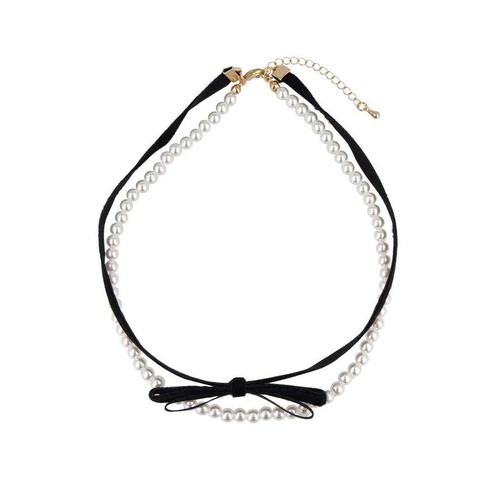 Velvet Ribbon and Pearl Choker