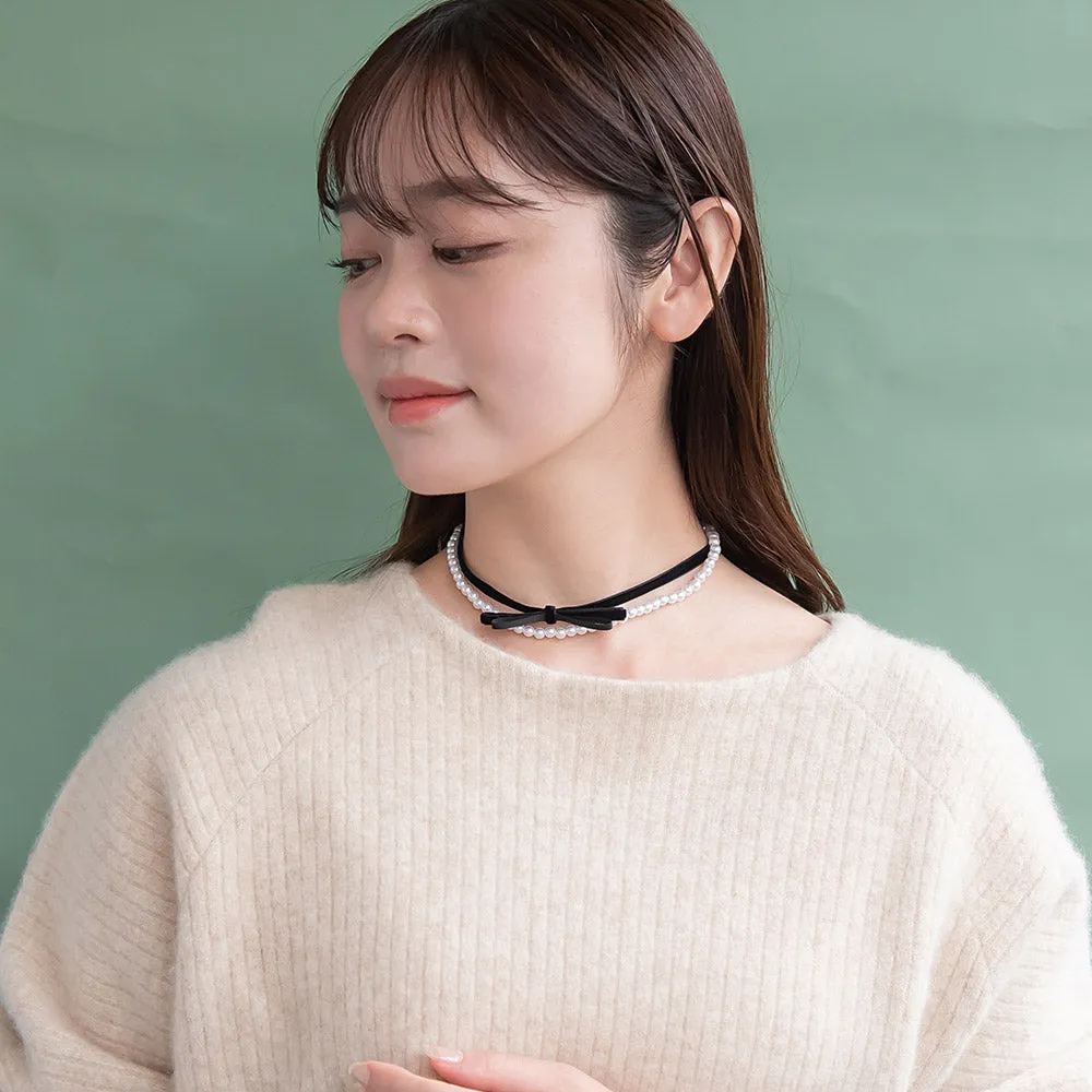 Velvet Ribbon and Pearl Choker