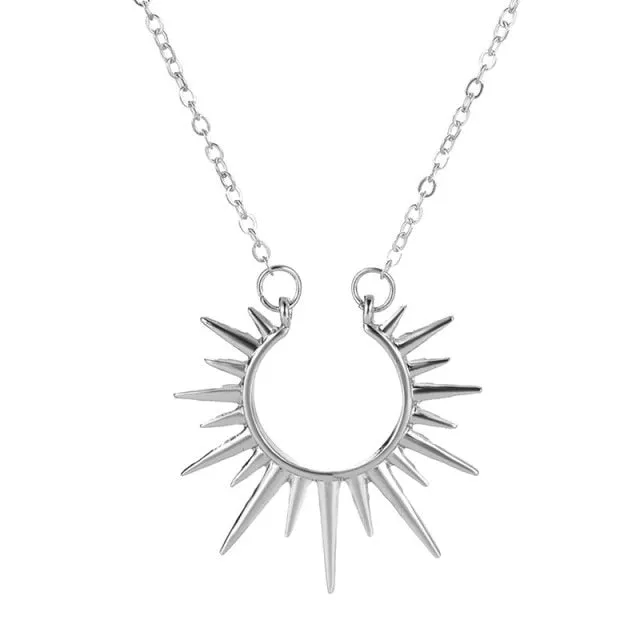 VenusFox Exquisite Sun Flower Pendant Necklace Golden 18 K Chain Choker Women Necklace Bijoux Femme Accessories