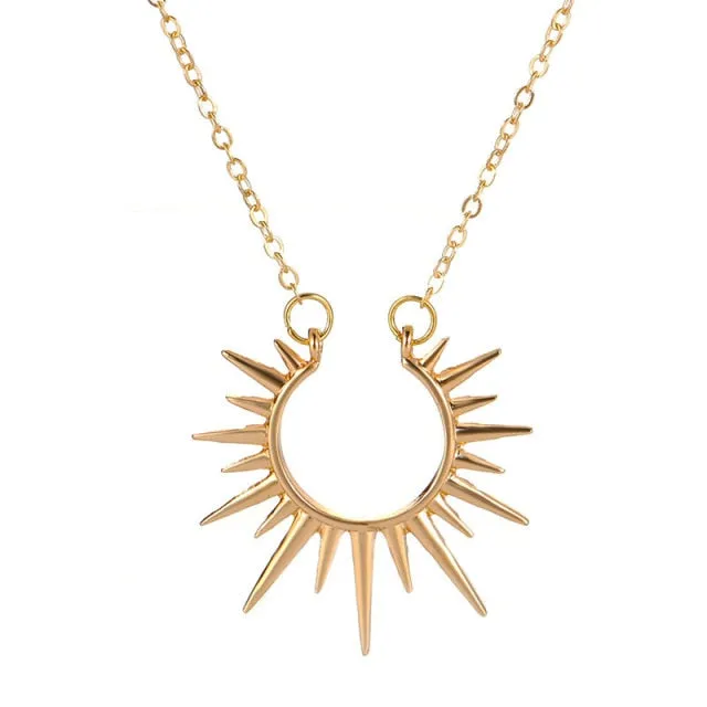 VenusFox Exquisite Sun Flower Pendant Necklace Golden 18 K Chain Choker Women Necklace Bijoux Femme Accessories