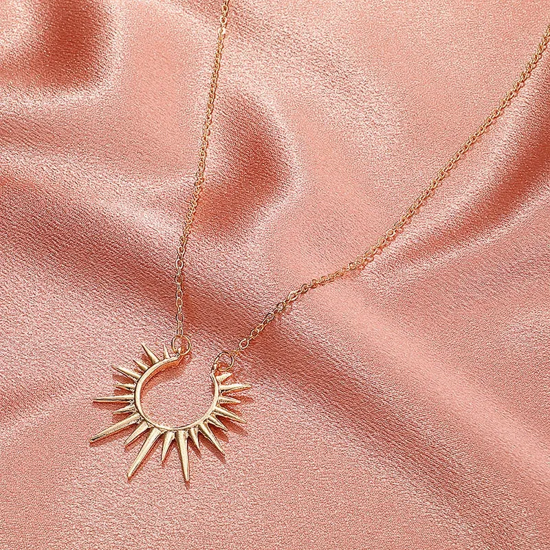 VenusFox Exquisite Sun Flower Pendant Necklace Golden 18 K Chain Choker Women Necklace Bijoux Femme Accessories