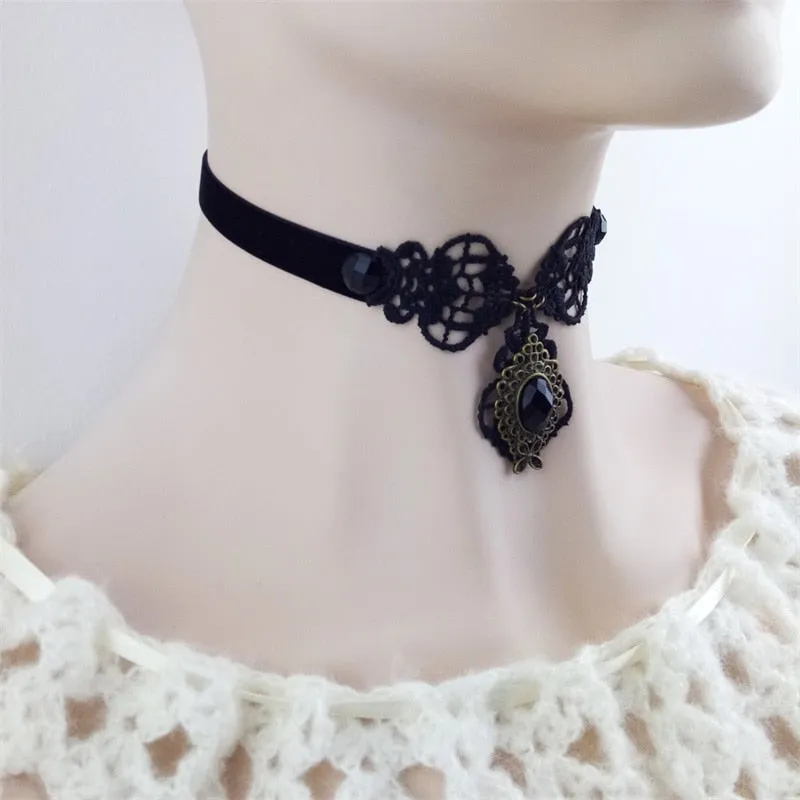 VenusFox YiYaoFa Elegant Rose Choker Necklace for Women Accessories Gothic Party Jewelry Vintage Statement Necklace & Pendant DD-38