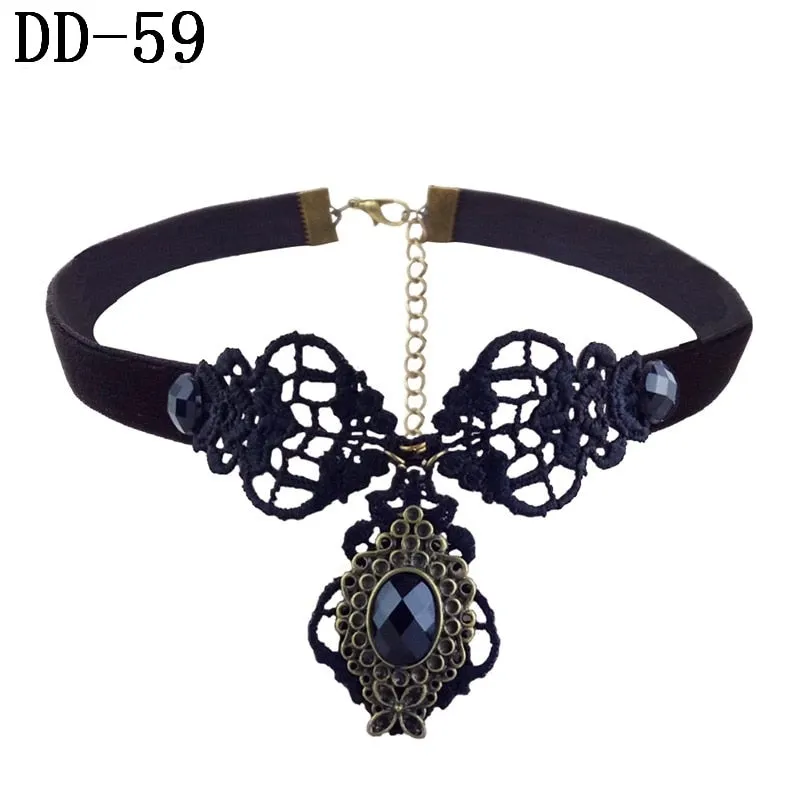 VenusFox YiYaoFa Elegant Rose Choker Necklace for Women Accessories Gothic Party Jewelry Vintage Statement Necklace & Pendant DD-38