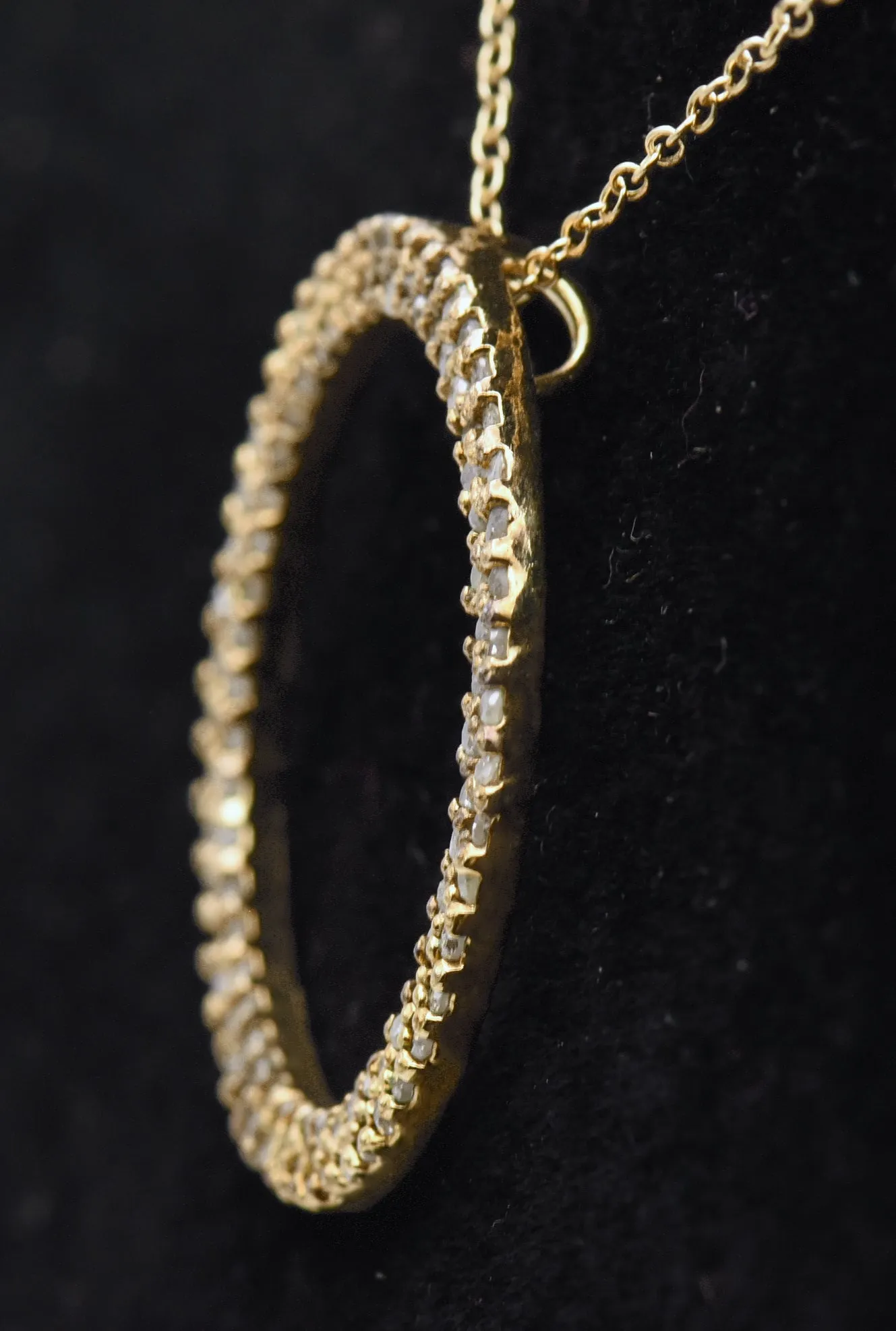 Vermeil Diamonds Hoop Pendant Chain Necklace - 18"