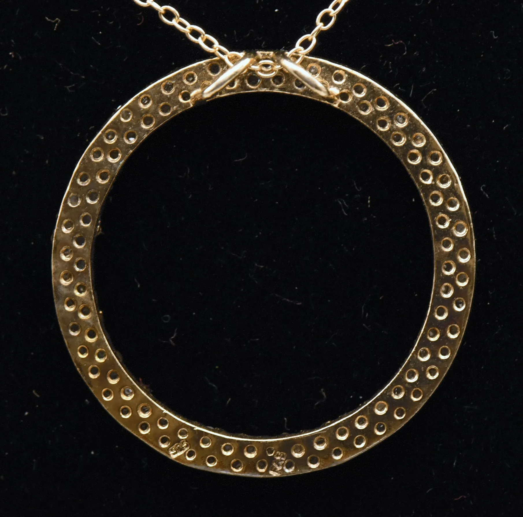 Vermeil Diamonds Hoop Pendant Chain Necklace - 18"