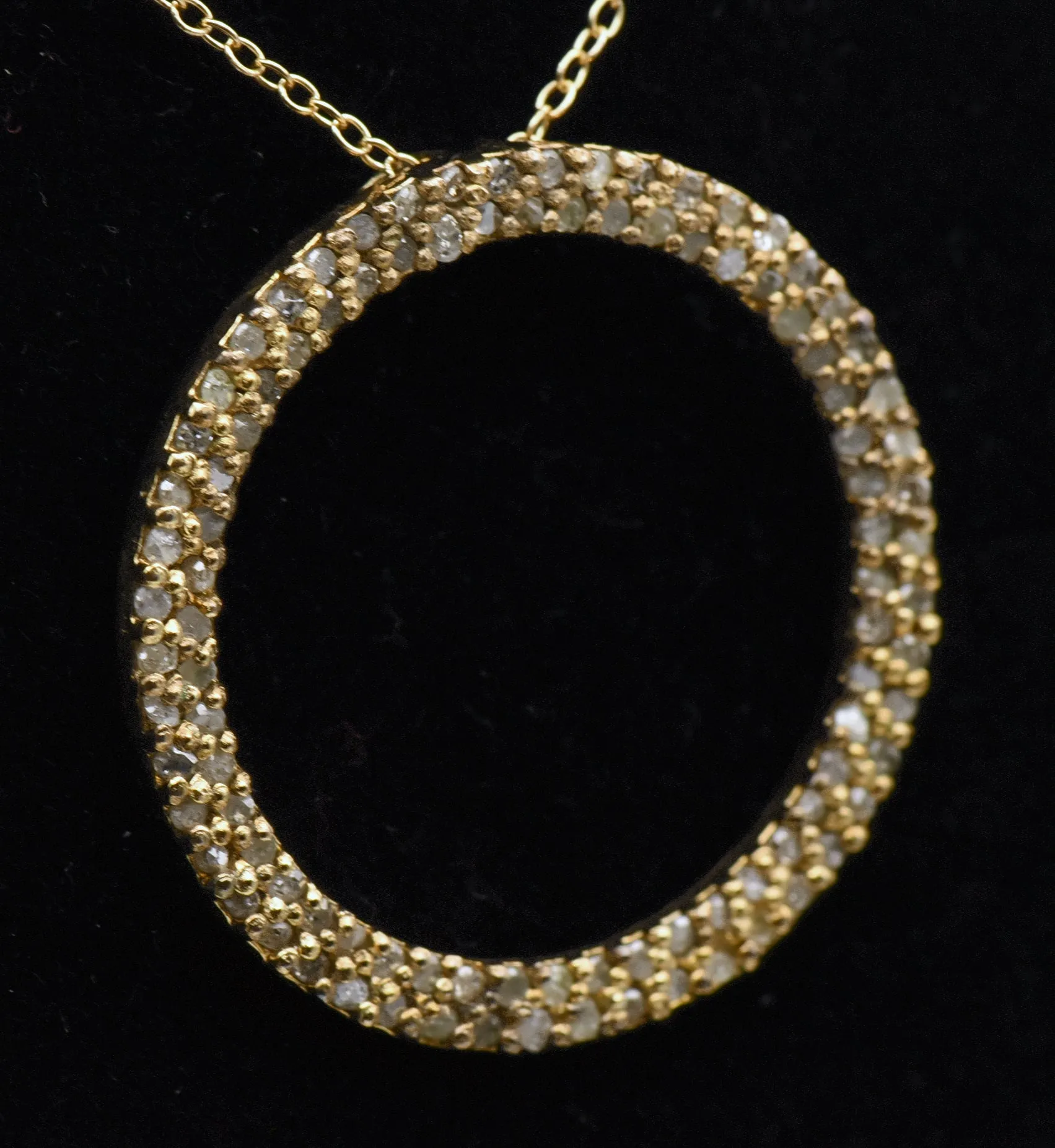 Vermeil Diamonds Hoop Pendant Chain Necklace - 18"