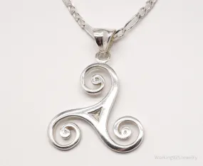 Vintage Celtic Triskele Knot Sterling Silver Necklace 15.75"