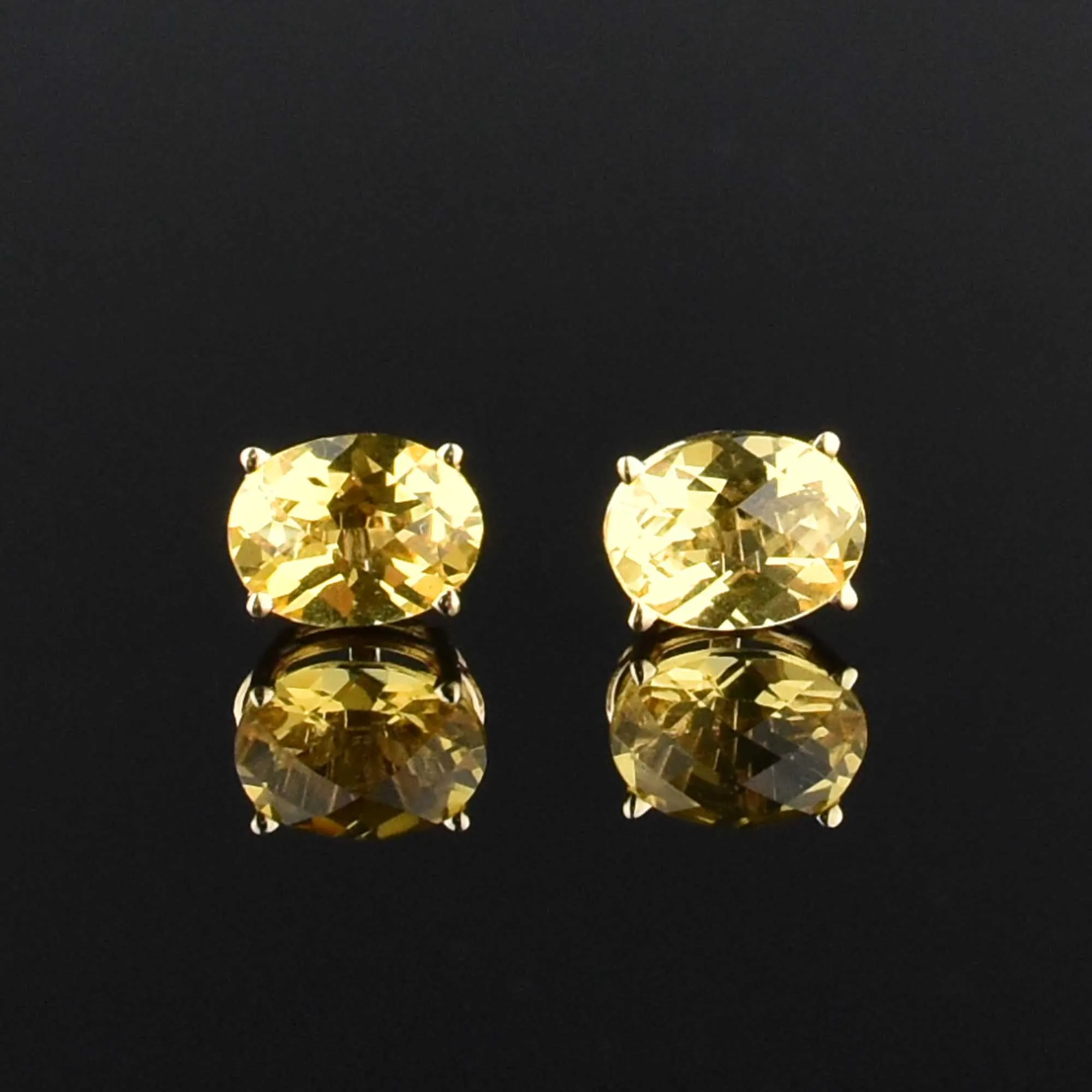 Vintage Citrine 14K Gold Stud Earrings