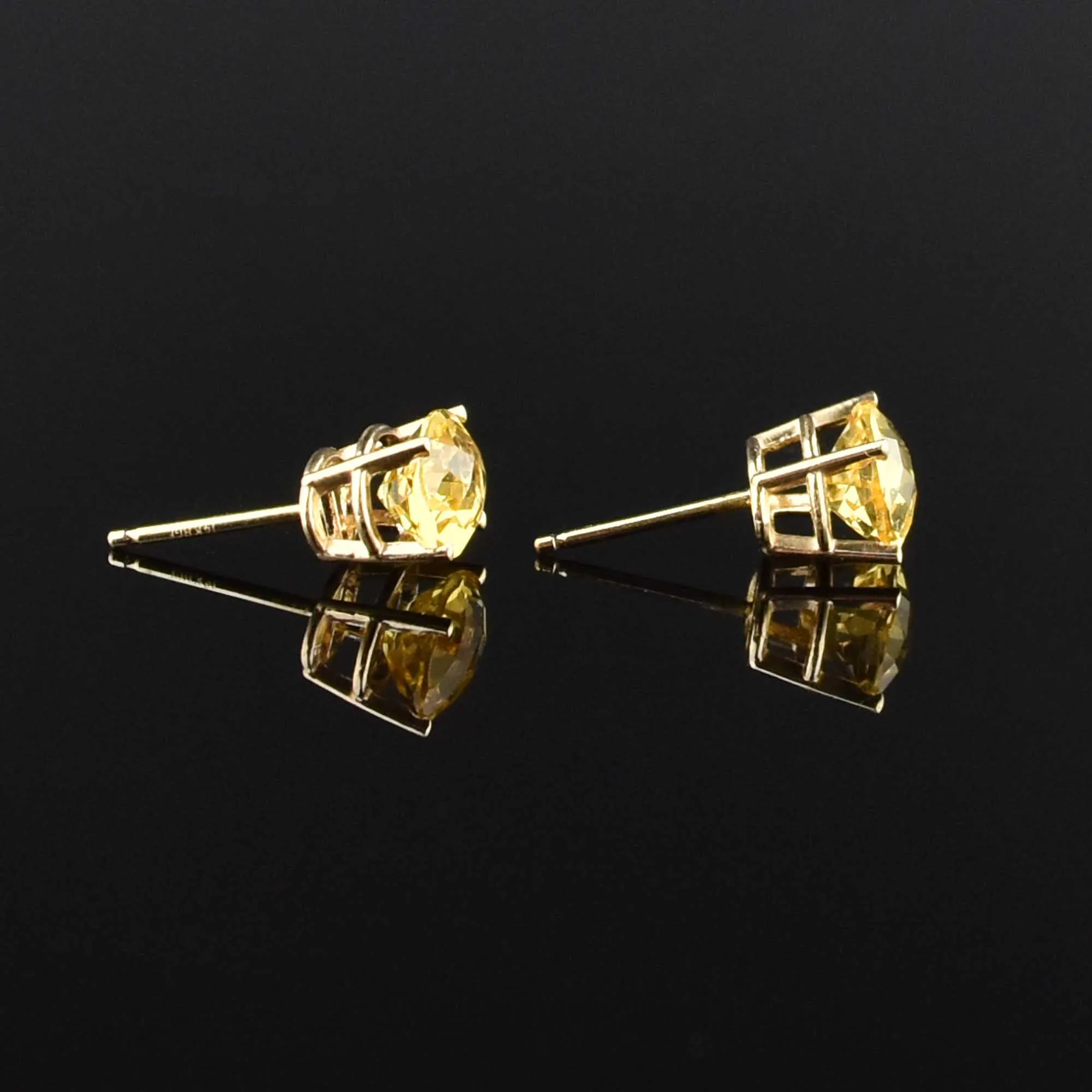 Vintage Citrine 14K Gold Stud Earrings