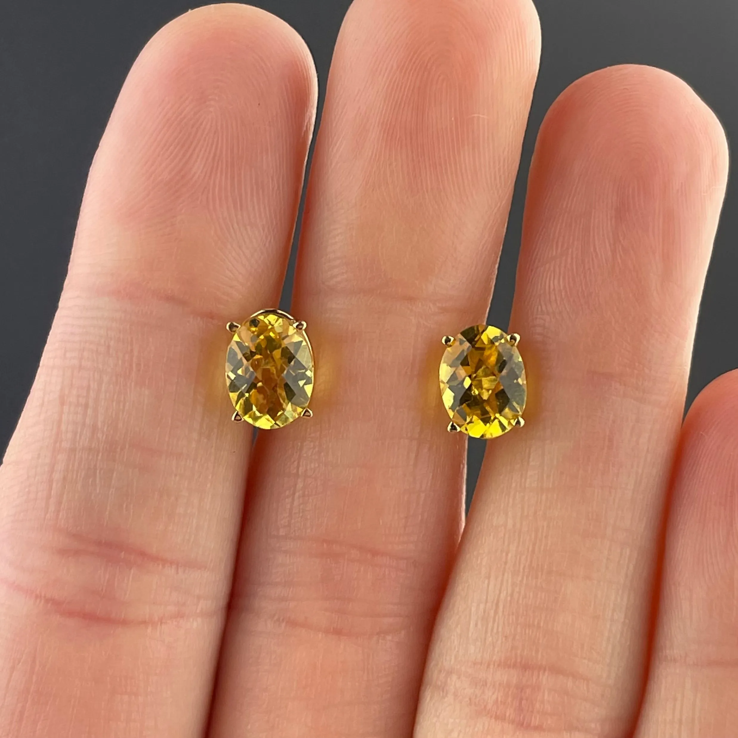 Vintage Citrine 14K Gold Stud Earrings