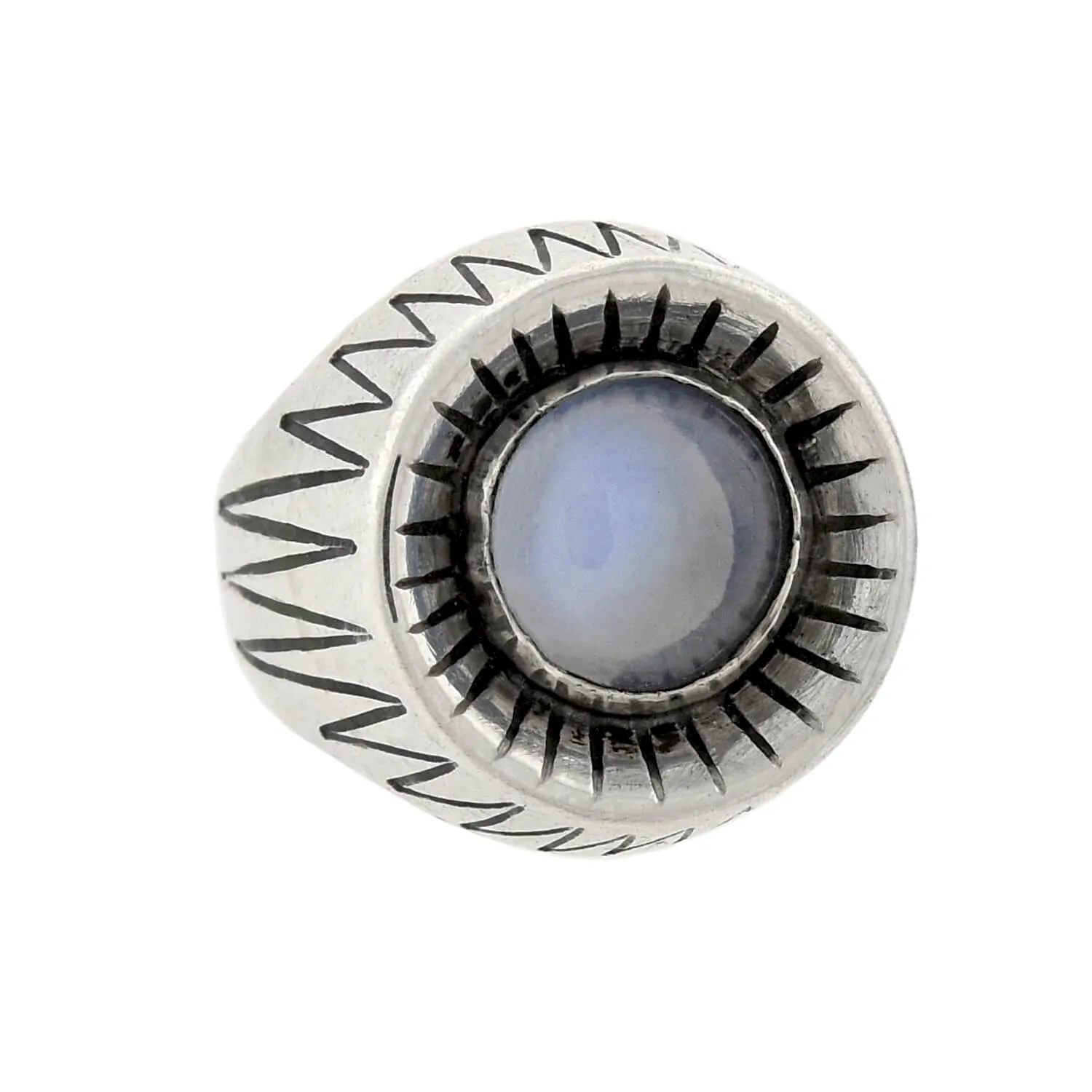 Vintage Modernist Swedish Sterling Silver Moonstone Ring