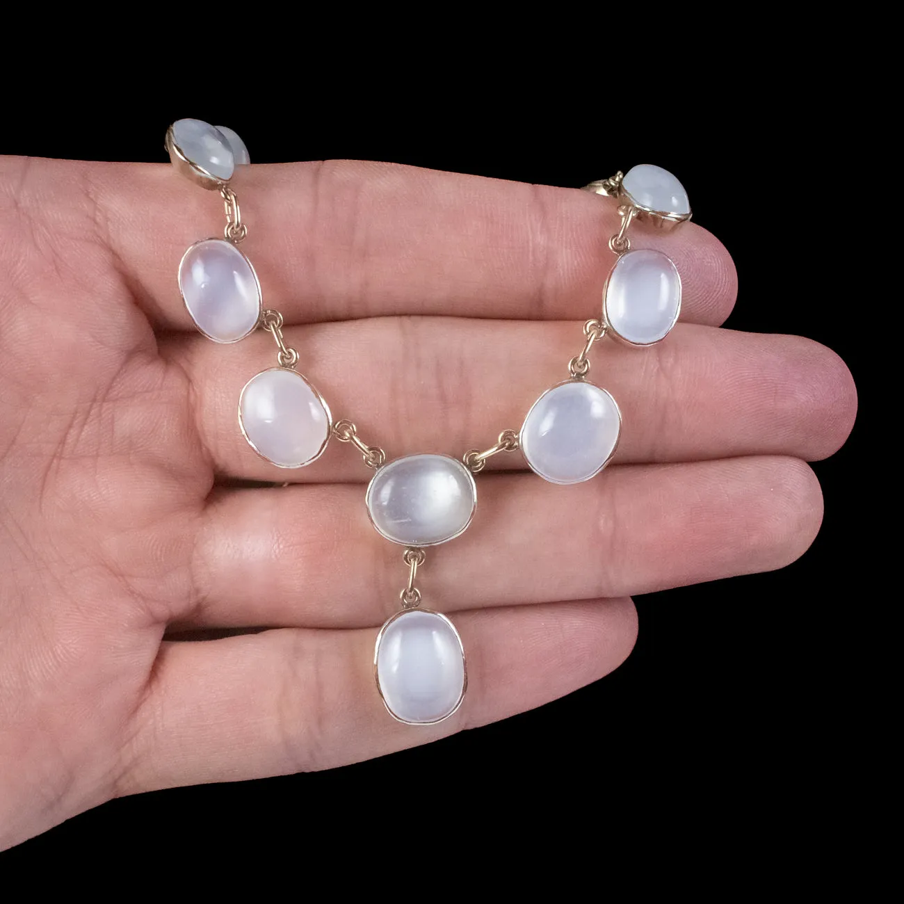 Vintage Moonstone Necklace Sterling Silver Gold Gilt