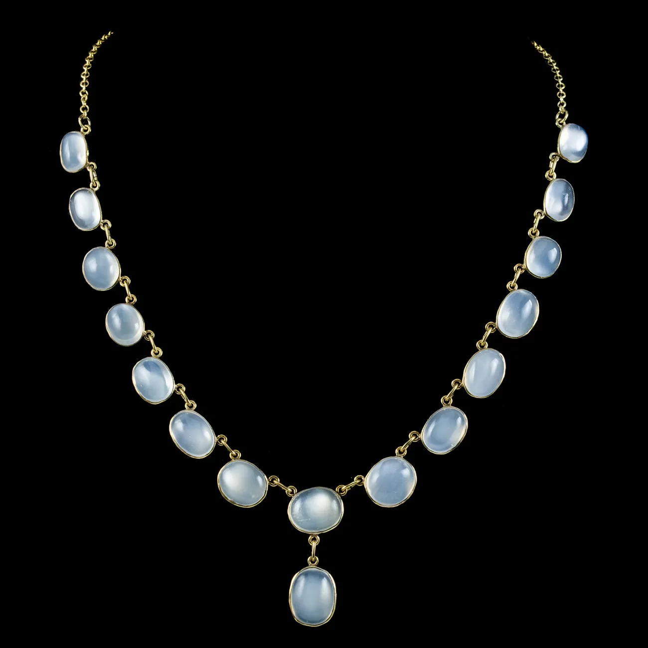 Vintage Moonstone Necklace Sterling Silver Gold Gilt