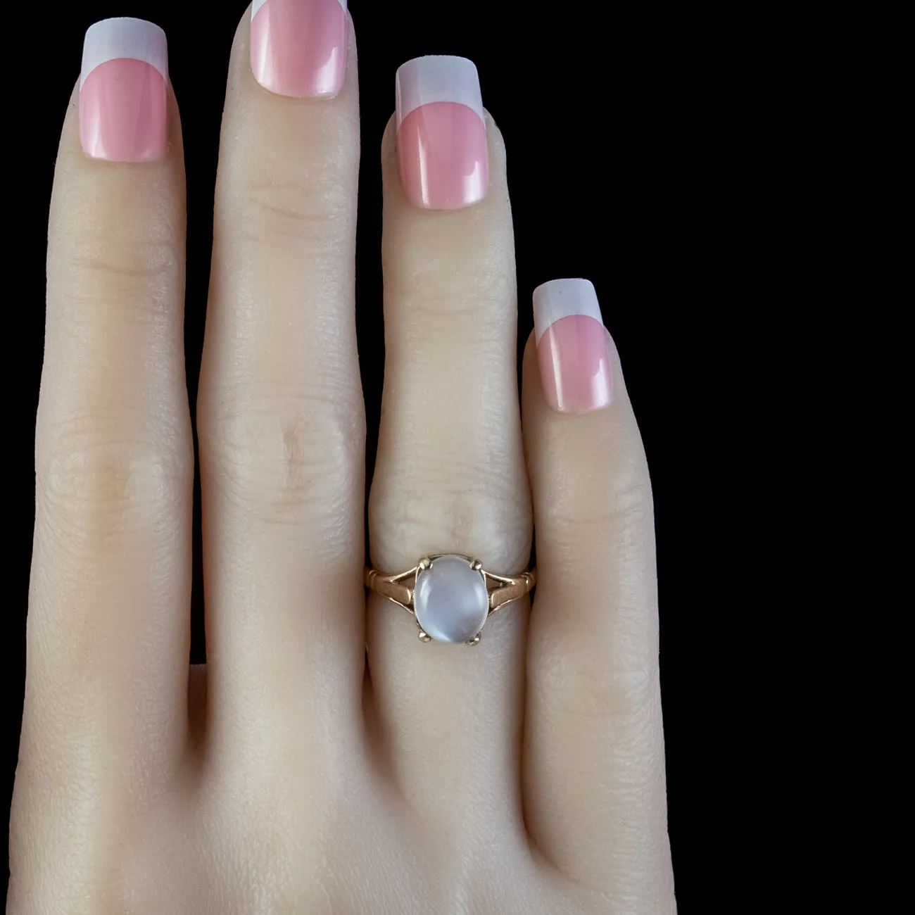 Vintage Moonstone Solitaire Ring 9ct Gold Dated 1965