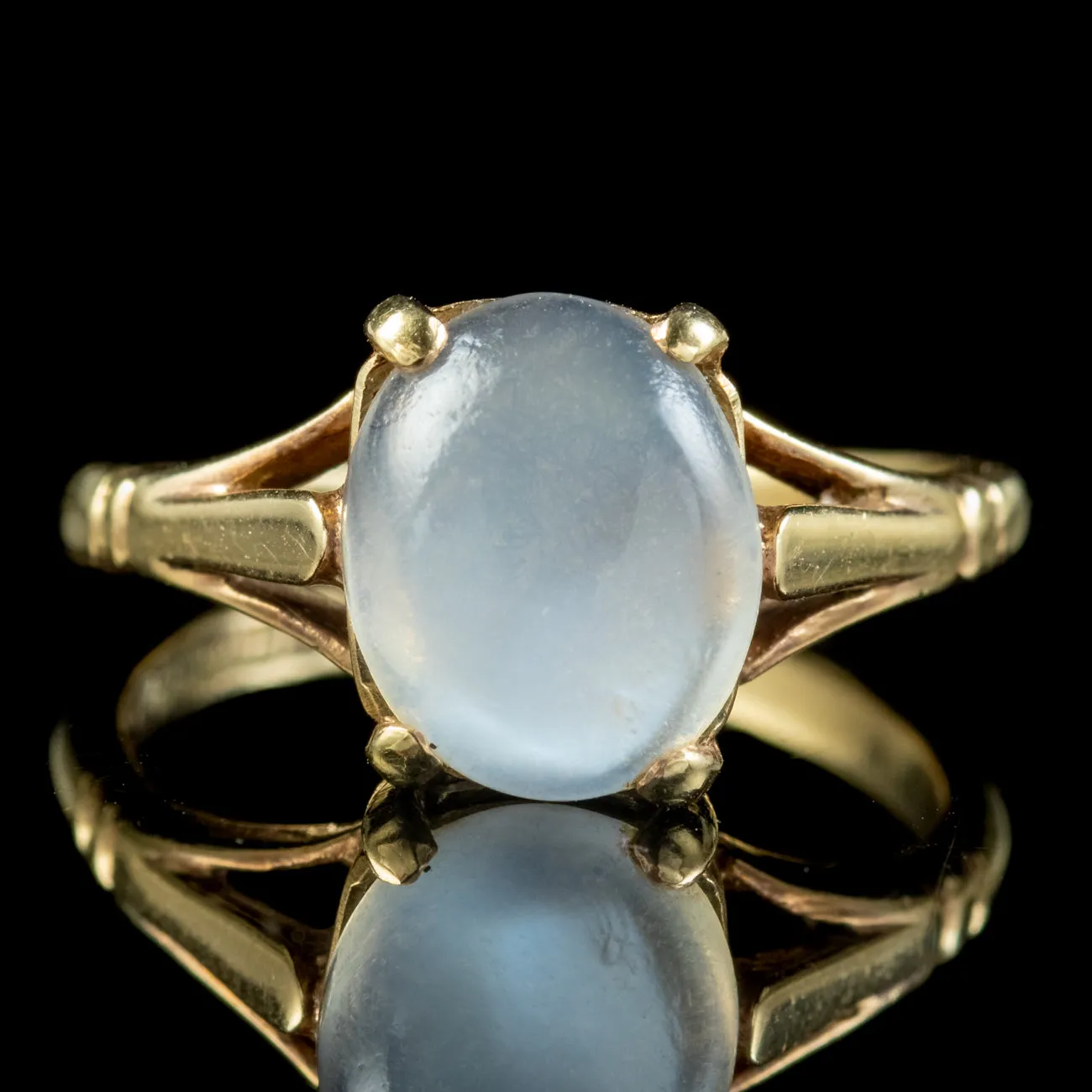 Vintage Moonstone Solitaire Ring 9ct Gold Dated 1965