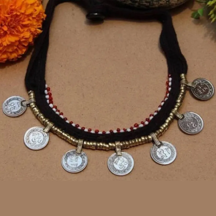 Vintage Tribal Coins Choker Necklace