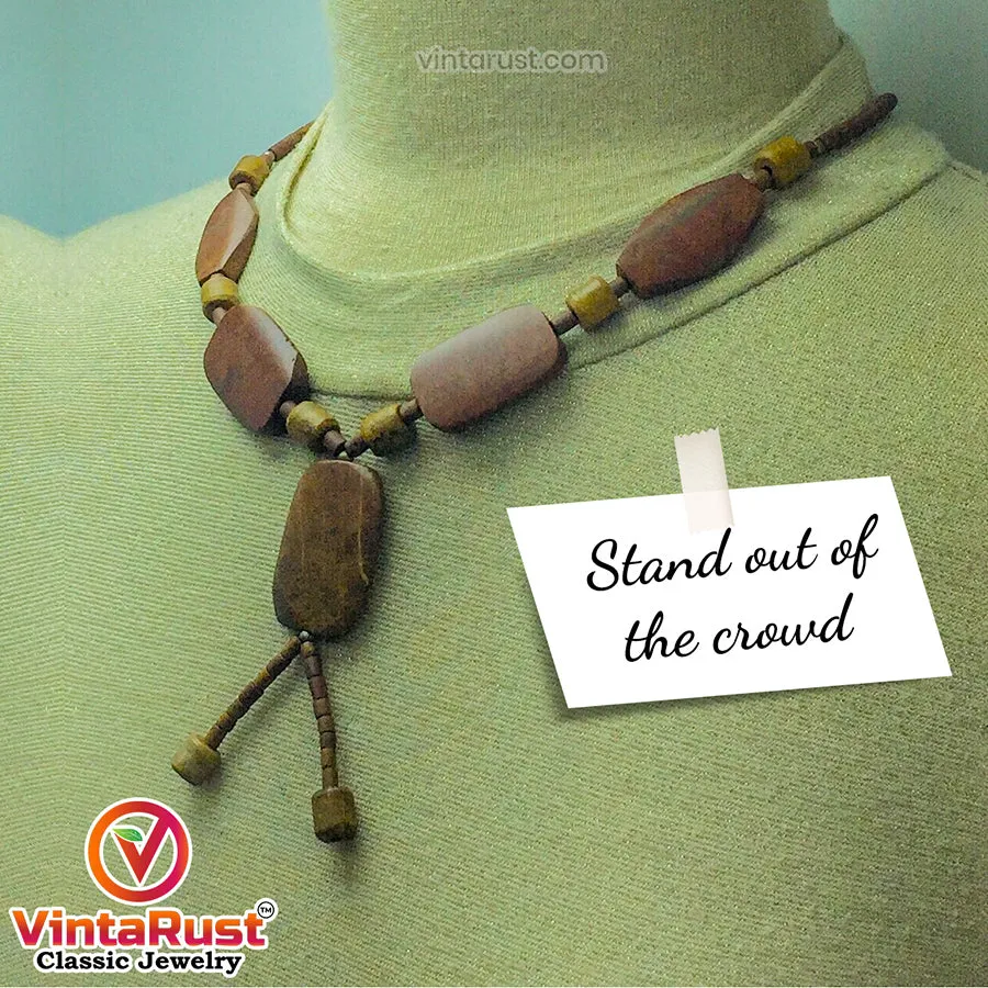 Vintage Wooden Beaded Style Necklace