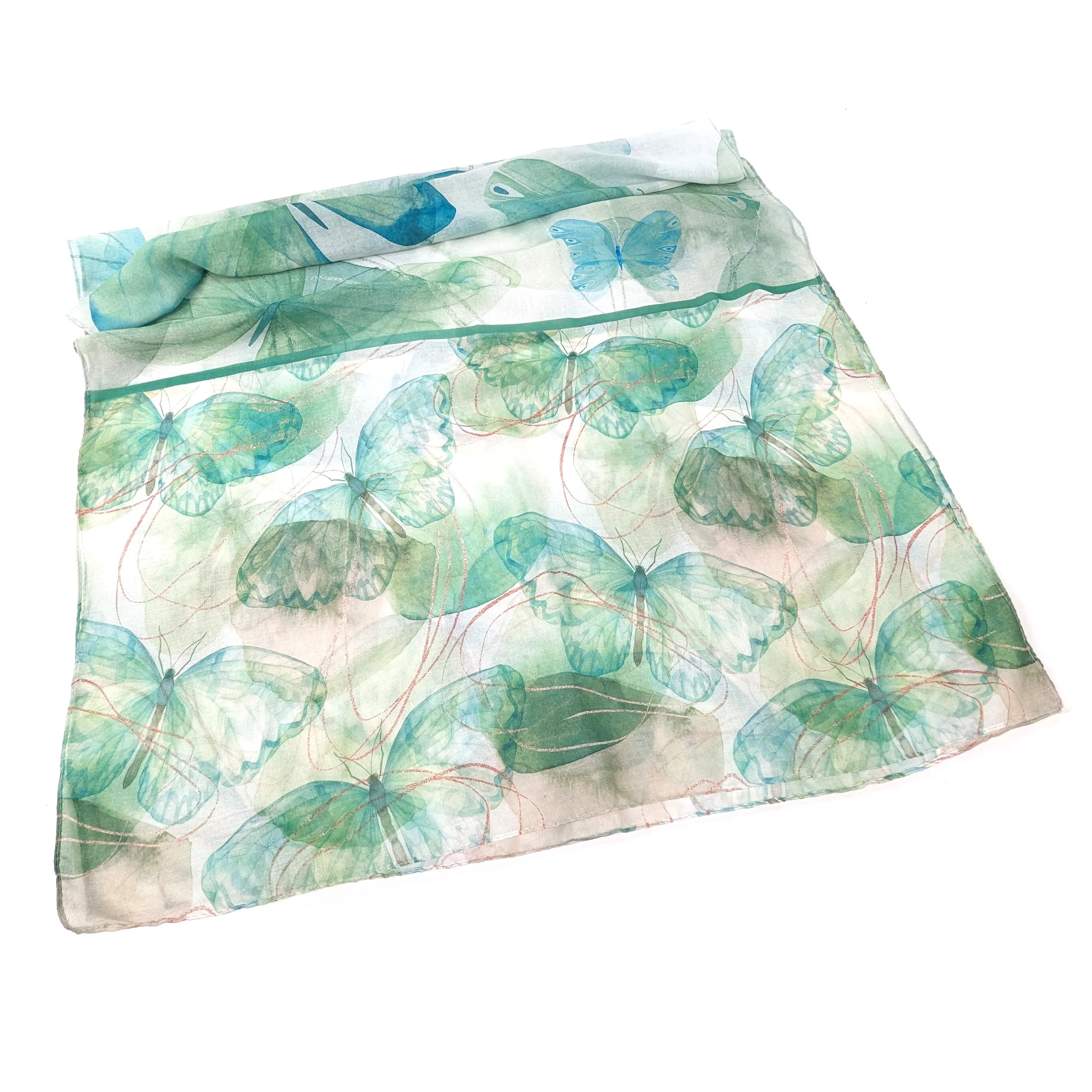 Watercolour Butterfly Scarf - Pistachio Green (50x180cm)