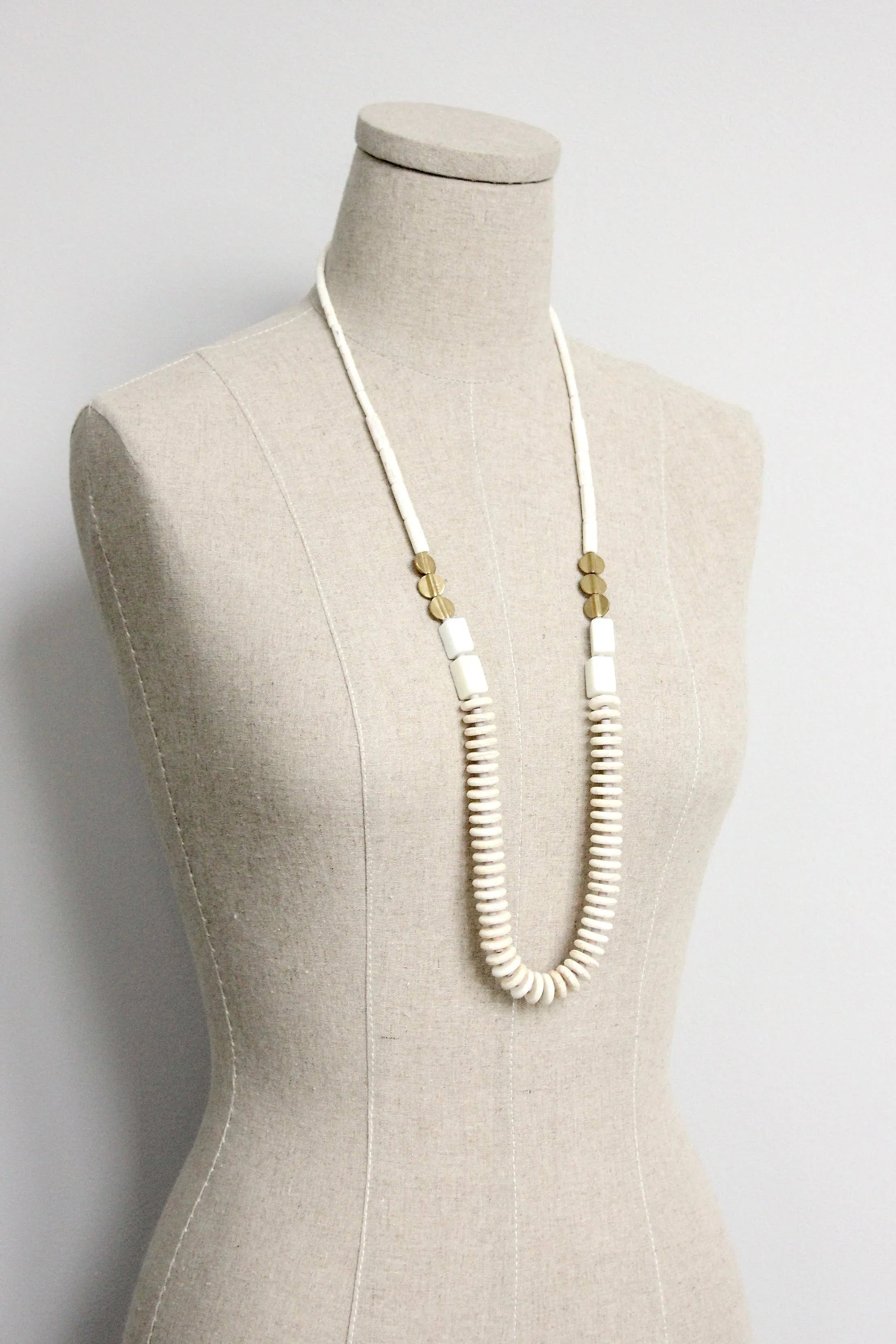 White magnesite long necklace