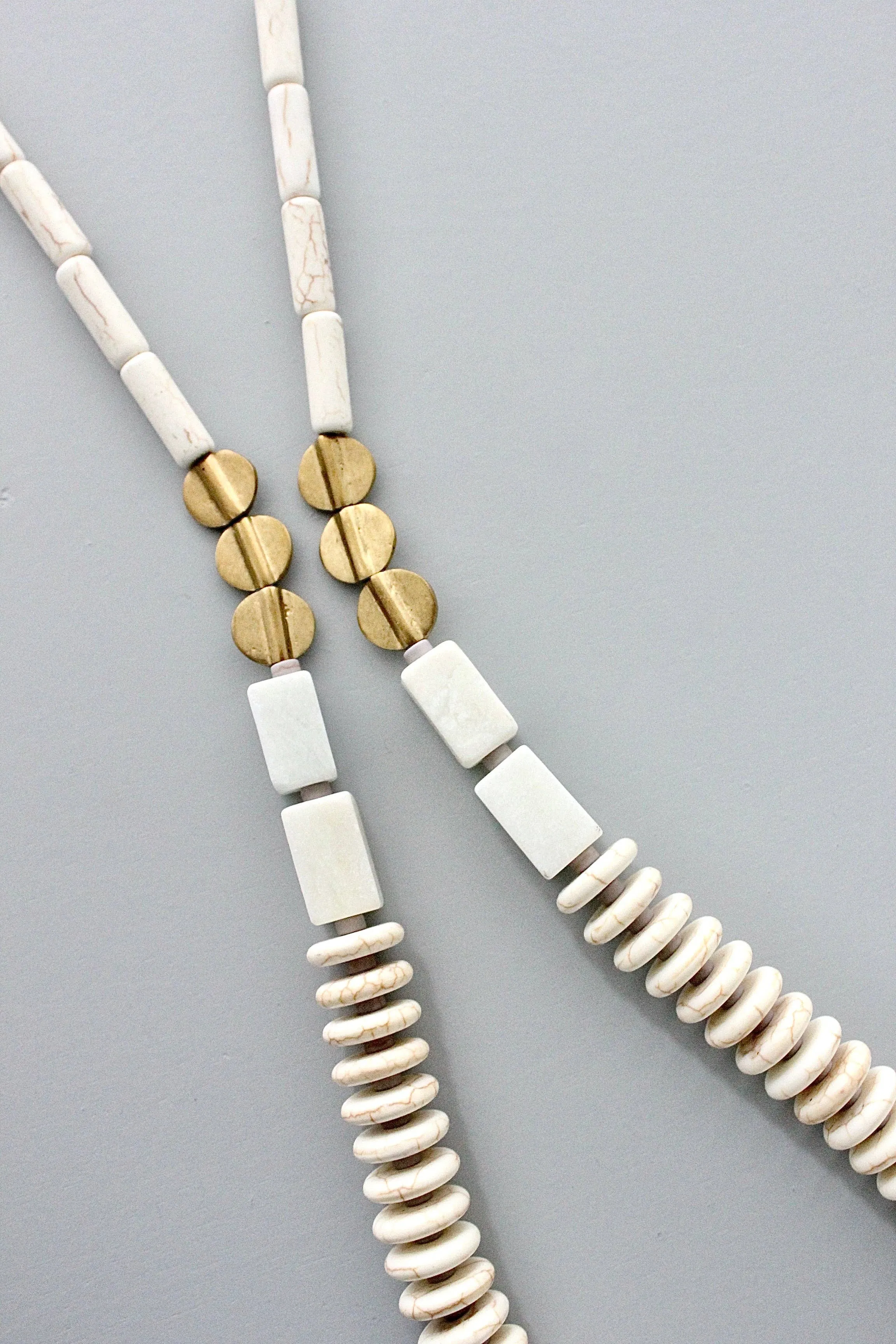 White magnesite long necklace