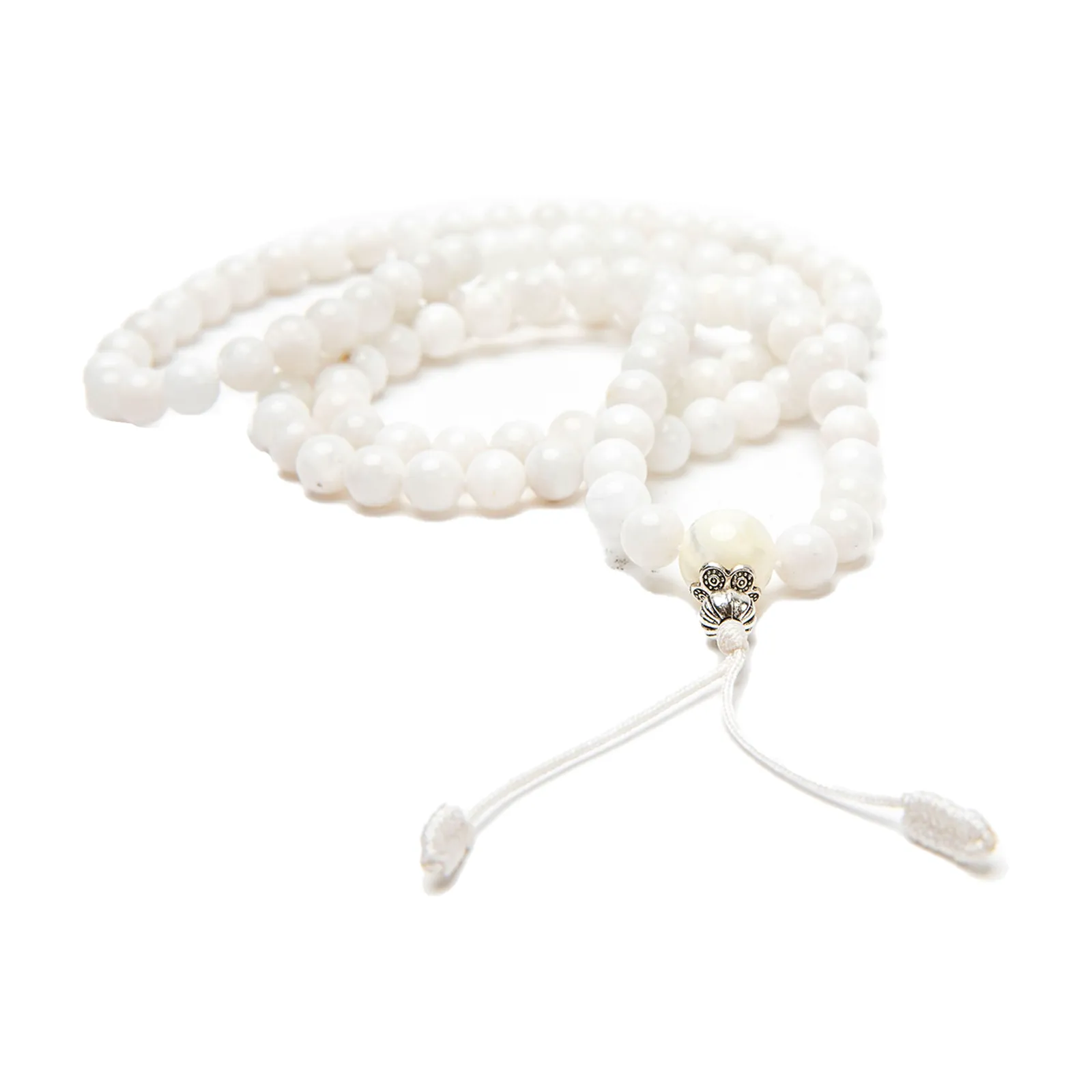 White Moonstone Mala, 108 beads