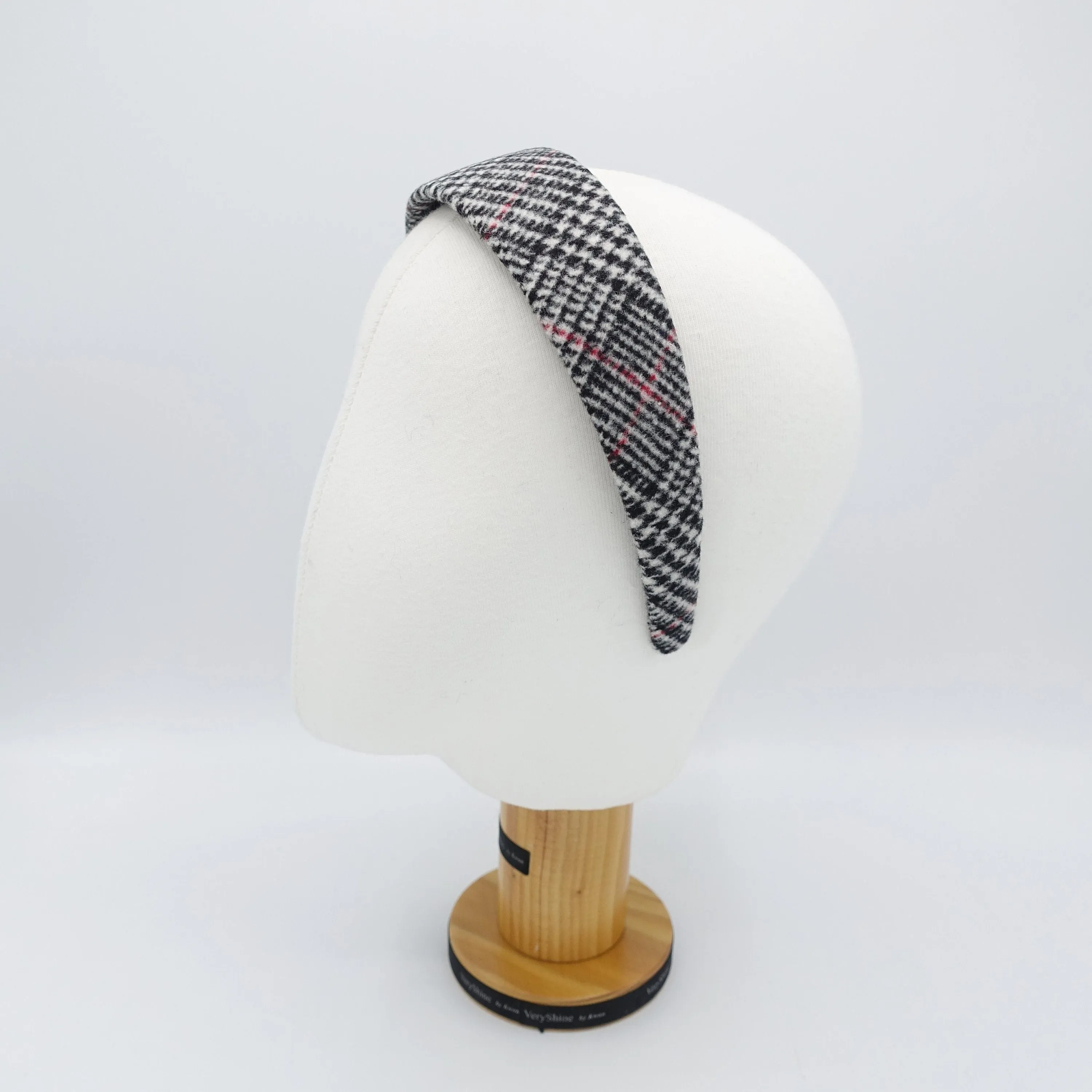 woolen plaid houndstooth headband Fall Winter basic hair accessory for women