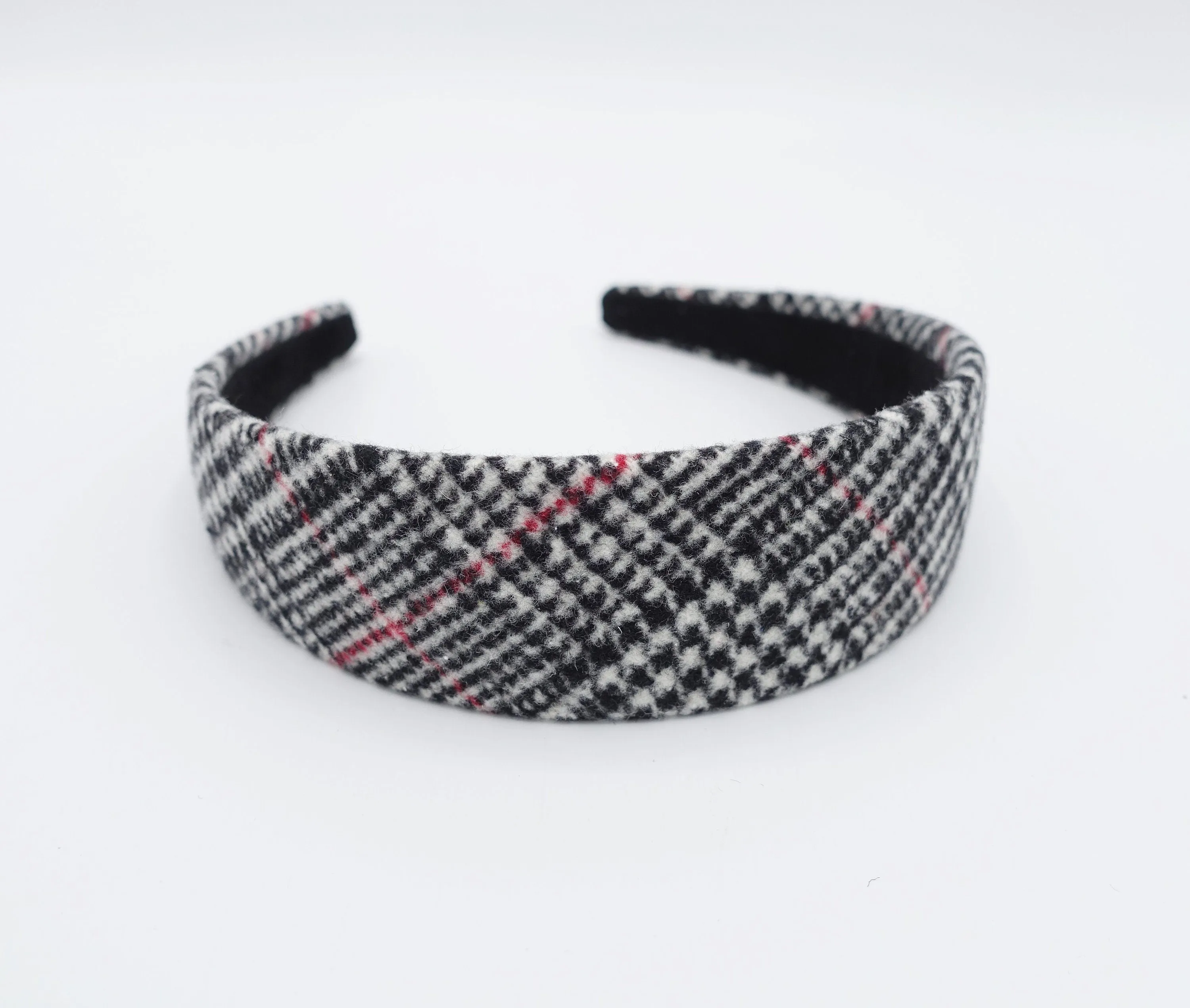 woolen plaid houndstooth headband Fall Winter basic hair accessory for women