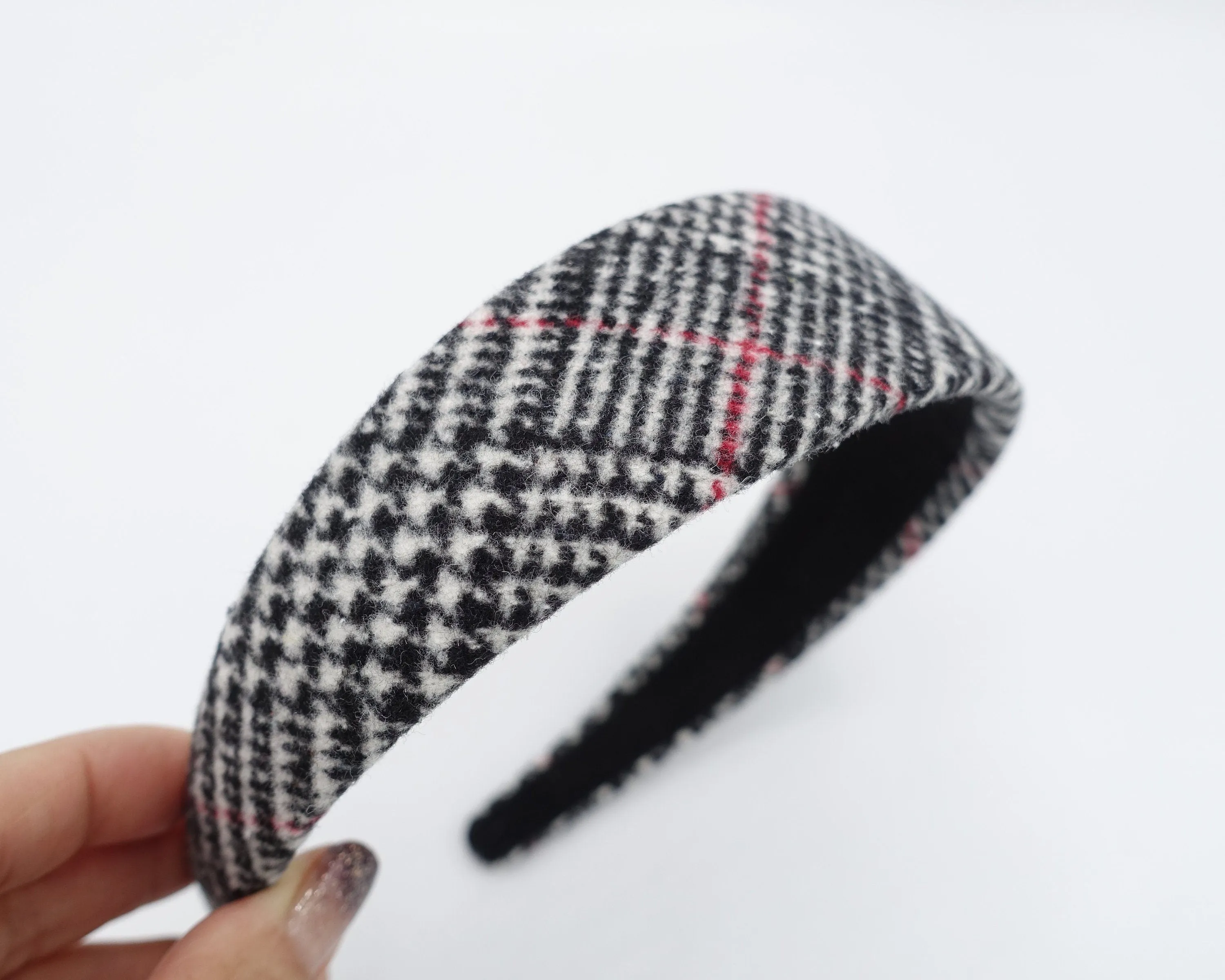 woolen plaid houndstooth headband Fall Winter basic hair accessory for women